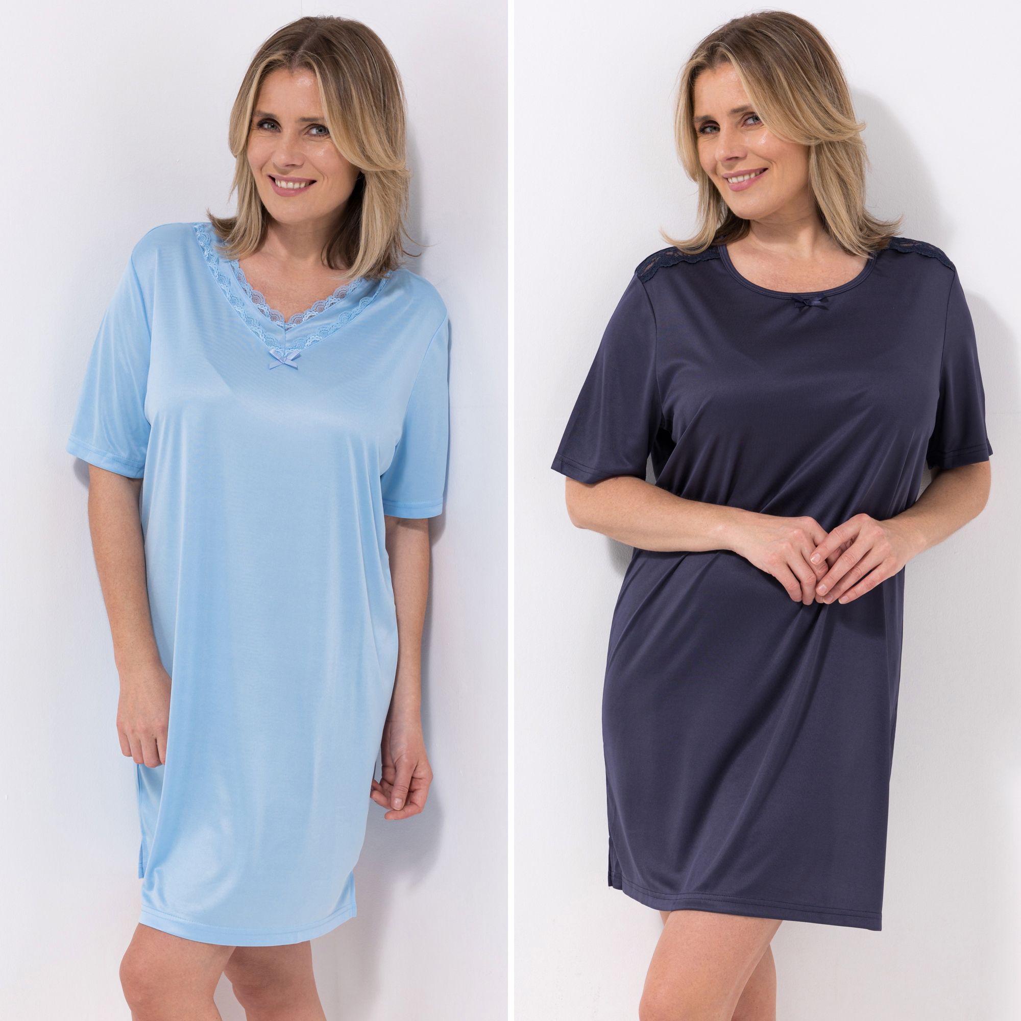 LITTLE ROSE 2 Bigshirts Mikrofaser Ausschnittvariationen Spitzendetails