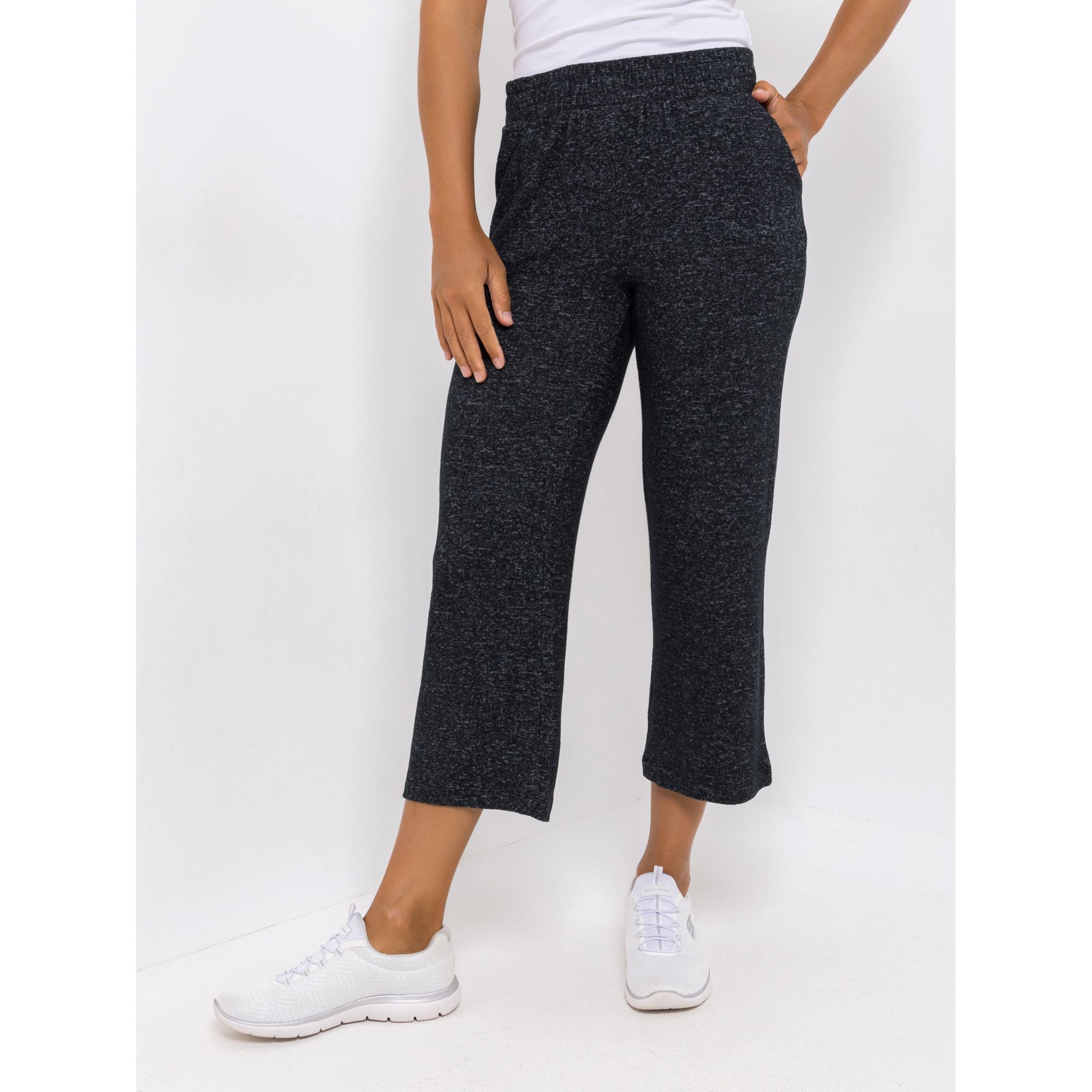 VIA MILANO Hose, 7/8-Länge Rundumdehnbund meliert gerader Beinverlauf