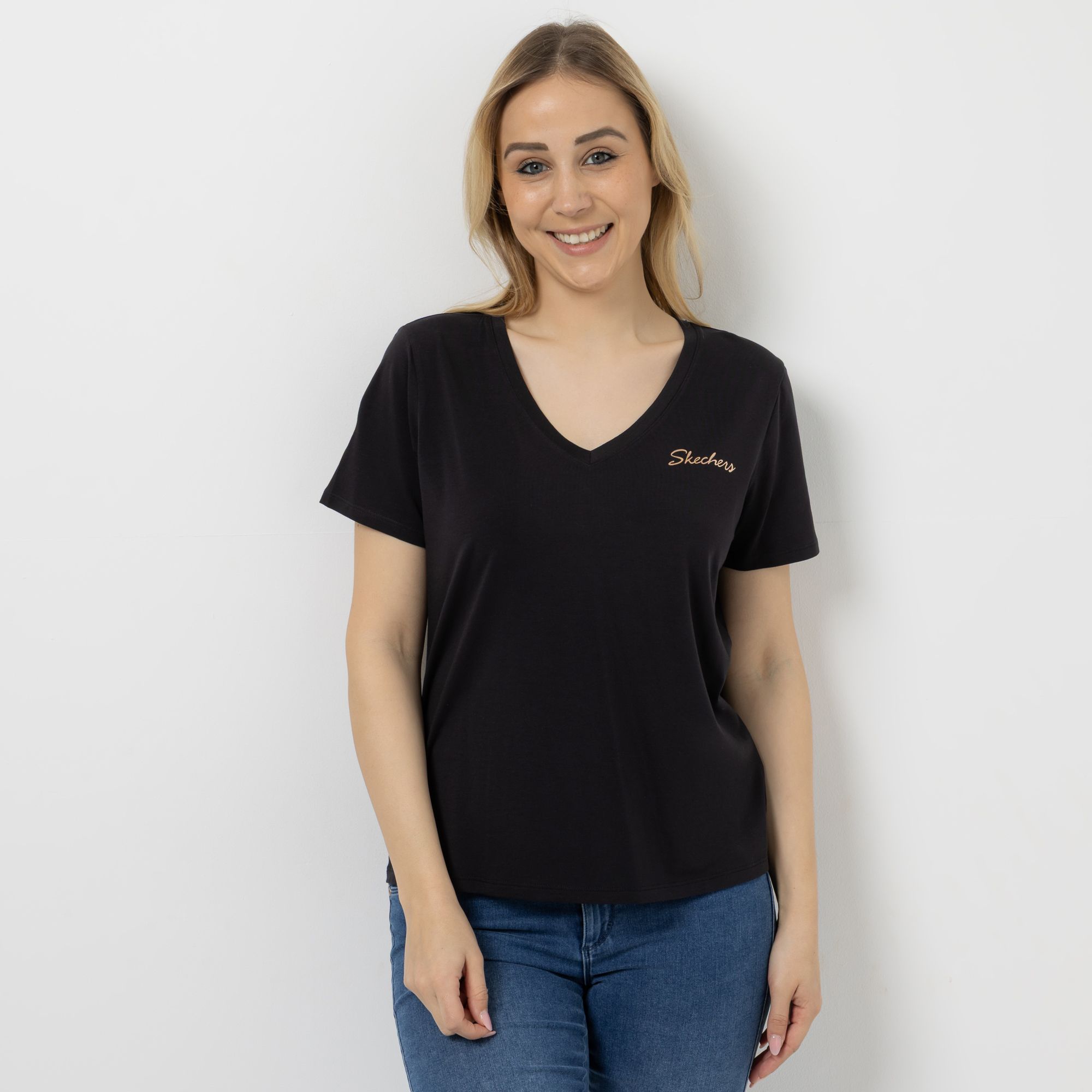 SKECHERS Damen Shirt Signature 1/2-Arm V-Ausschnitt
