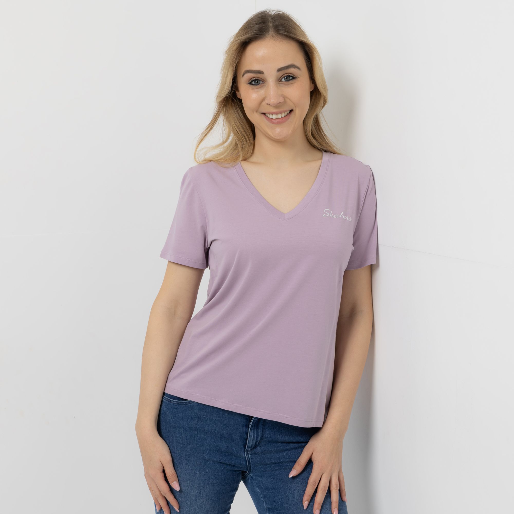 SKECHERS Damen Shirt Signature 1/2-Arm V-Ausschnitt