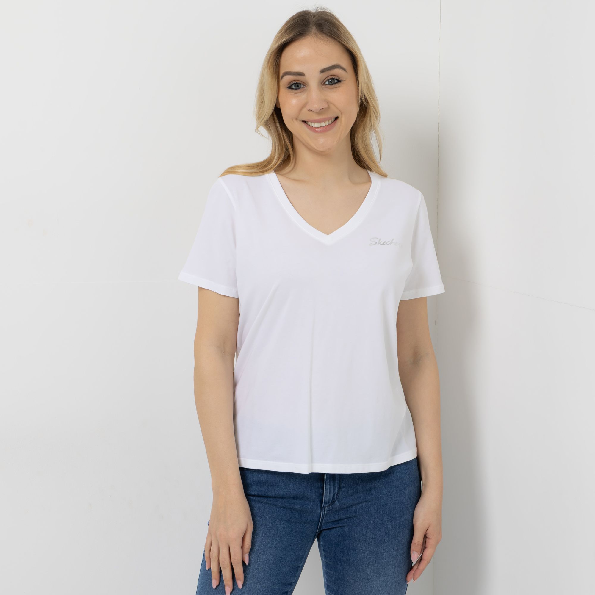 SKECHERS Damen Shirt Signature 1/2-Arm V-Ausschnitt