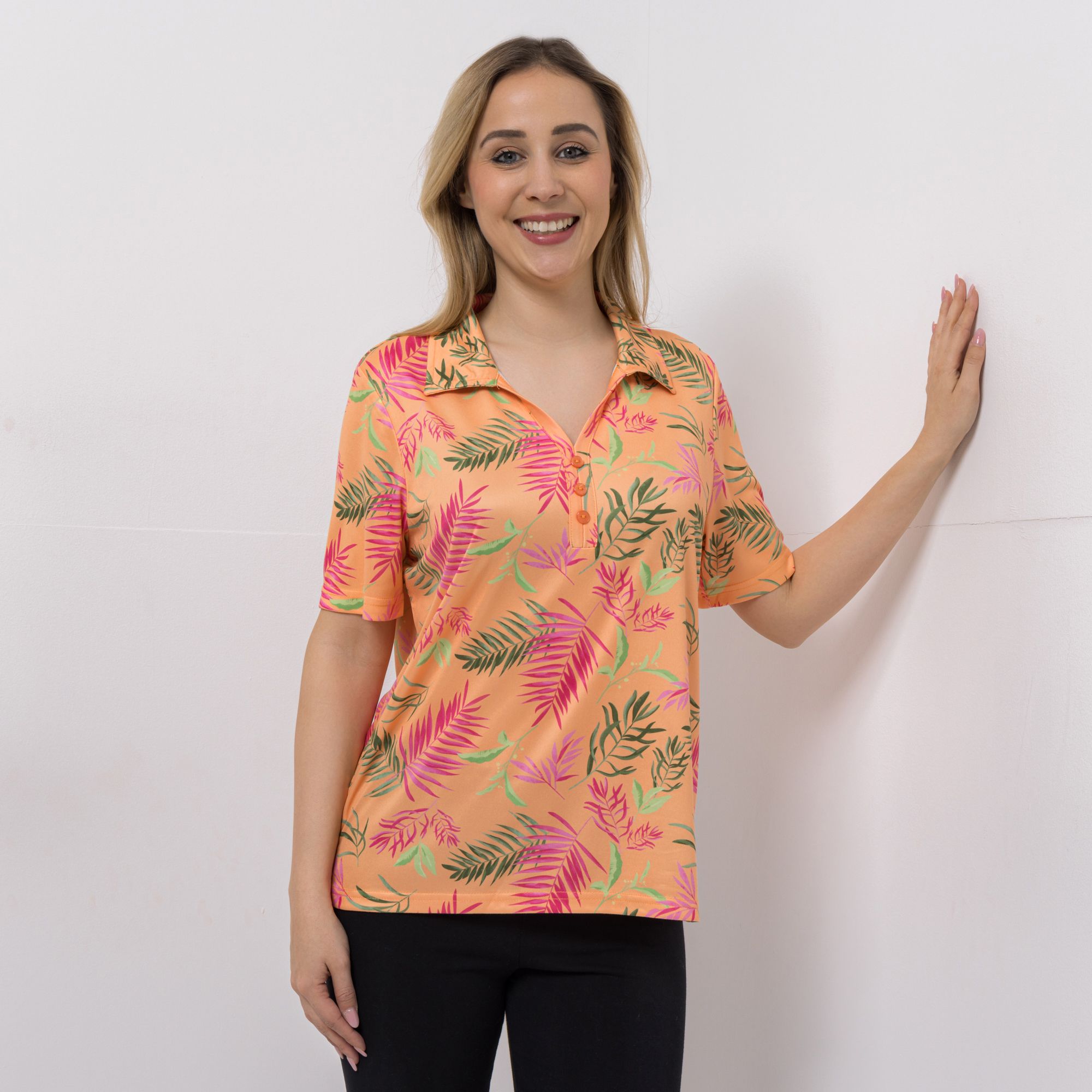 JERYMOOD HOMEWEAR Poloshirt, 1/2-Arm Mikrofaser Seitenschlitzen Zierknopfleiste