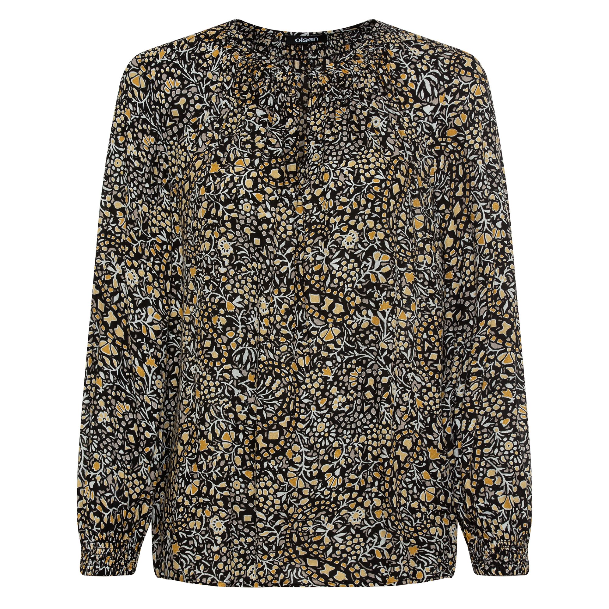 OLSEN Bluse, 1/1-Arm Rundhalsausschnitt leichte Puffärmel Allover Paisleydruck