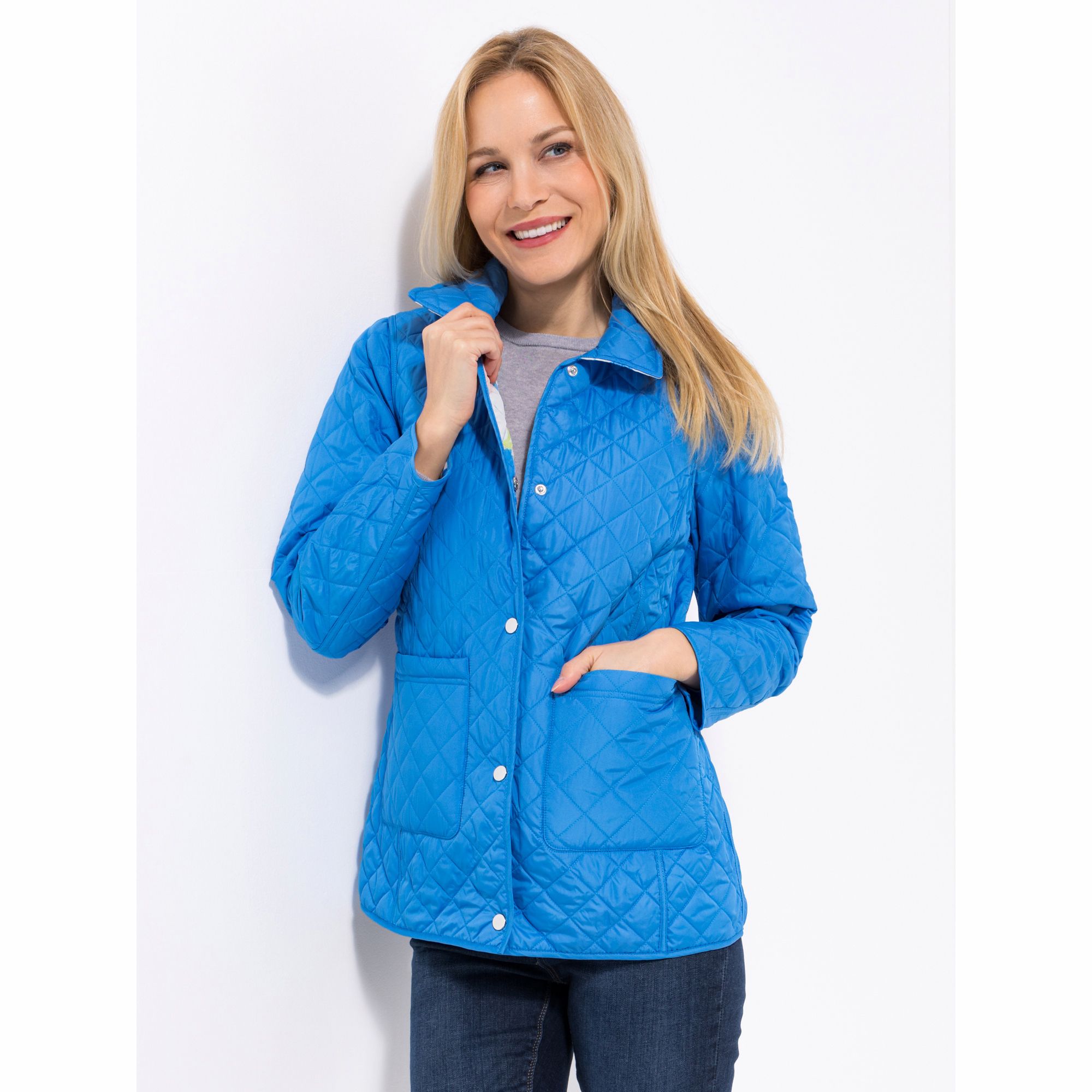 CENTIGRADE Wende-Steppjacke Druckknopfleiste aufgesetzte Taschen figurumspielend