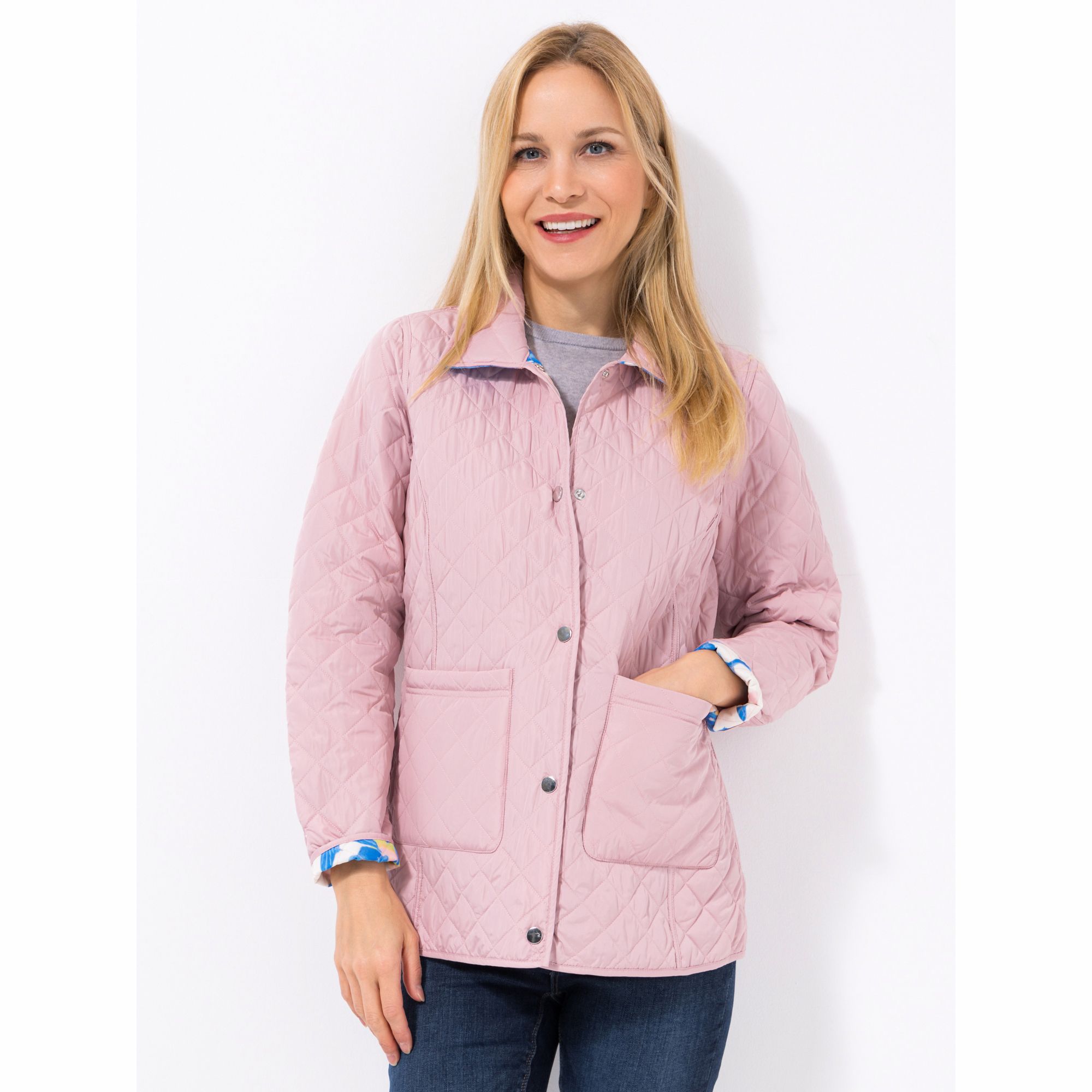 CENTIGRADE Wende-Steppjacke Druckknopfleiste aufgesetzte Taschen figurumspielend