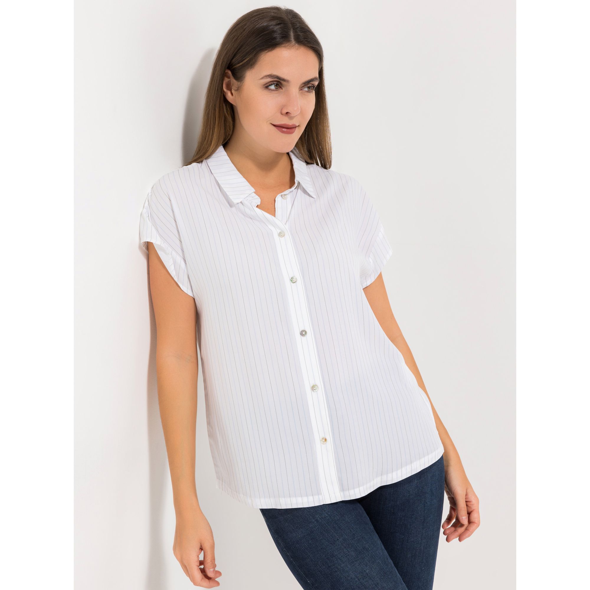 LOVELY SISTERS® Bluse, 1/2-Arm Hemdkragen Knopfleiste