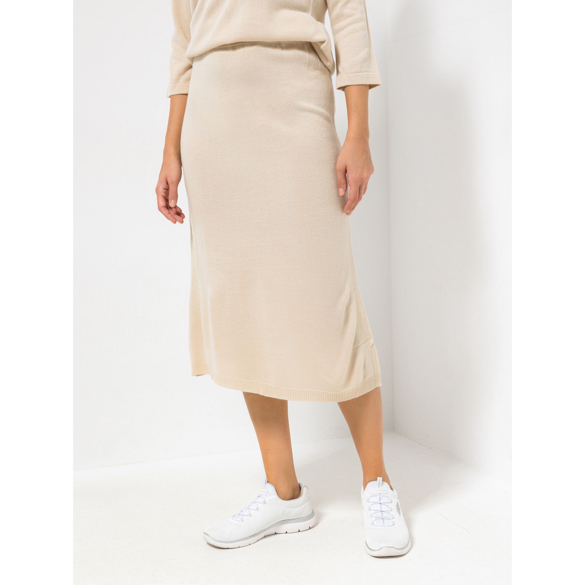 CASHMASOFT Rock, Midi-Länge Cashmeregriff Schlitz hintere Mitte wadenumspielend