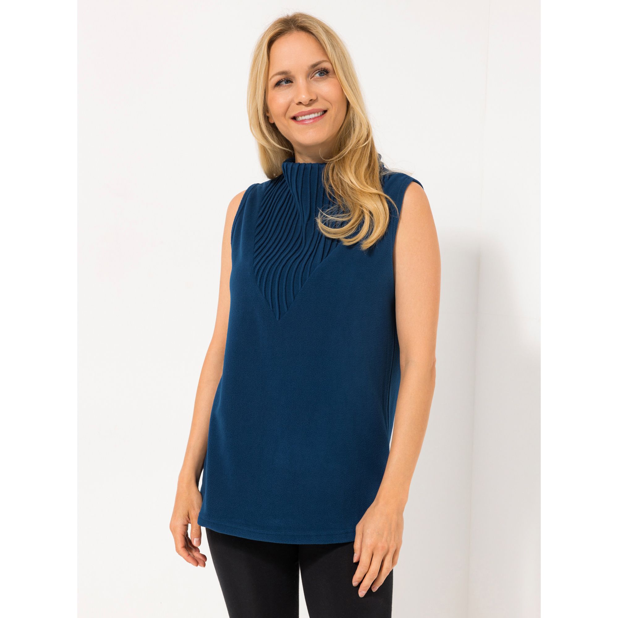 POLARSTERN HOMEWEAR Top Flanell Fleece Bieseneinsatz Stehkragen