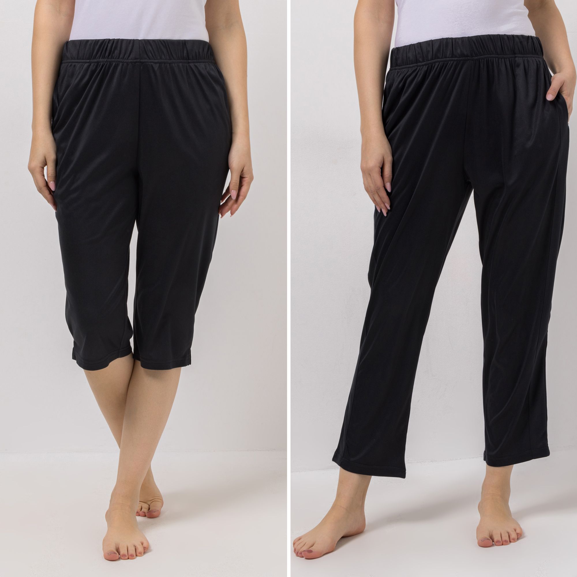 JERYMOOD HOMEWEAR 2 Hosen Capri und 7/8-Länge Rundumdehnbund mit Schlitzen