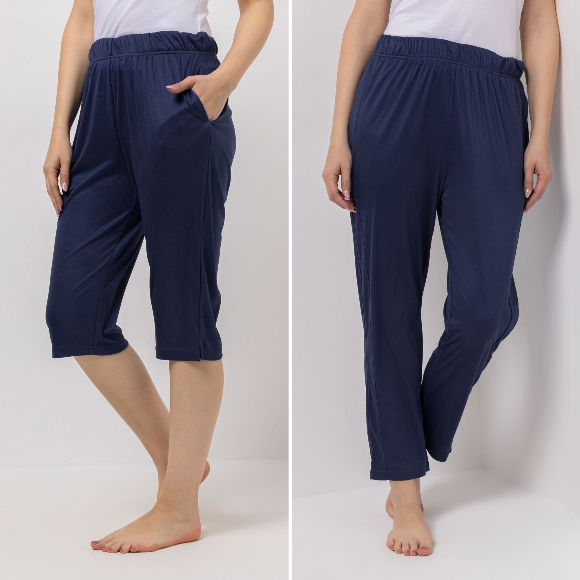 JERYMOOD HOMEWEAR 2 Hosen Capri und 7/8-Länge Rundumdehnbund mit Schlitzen