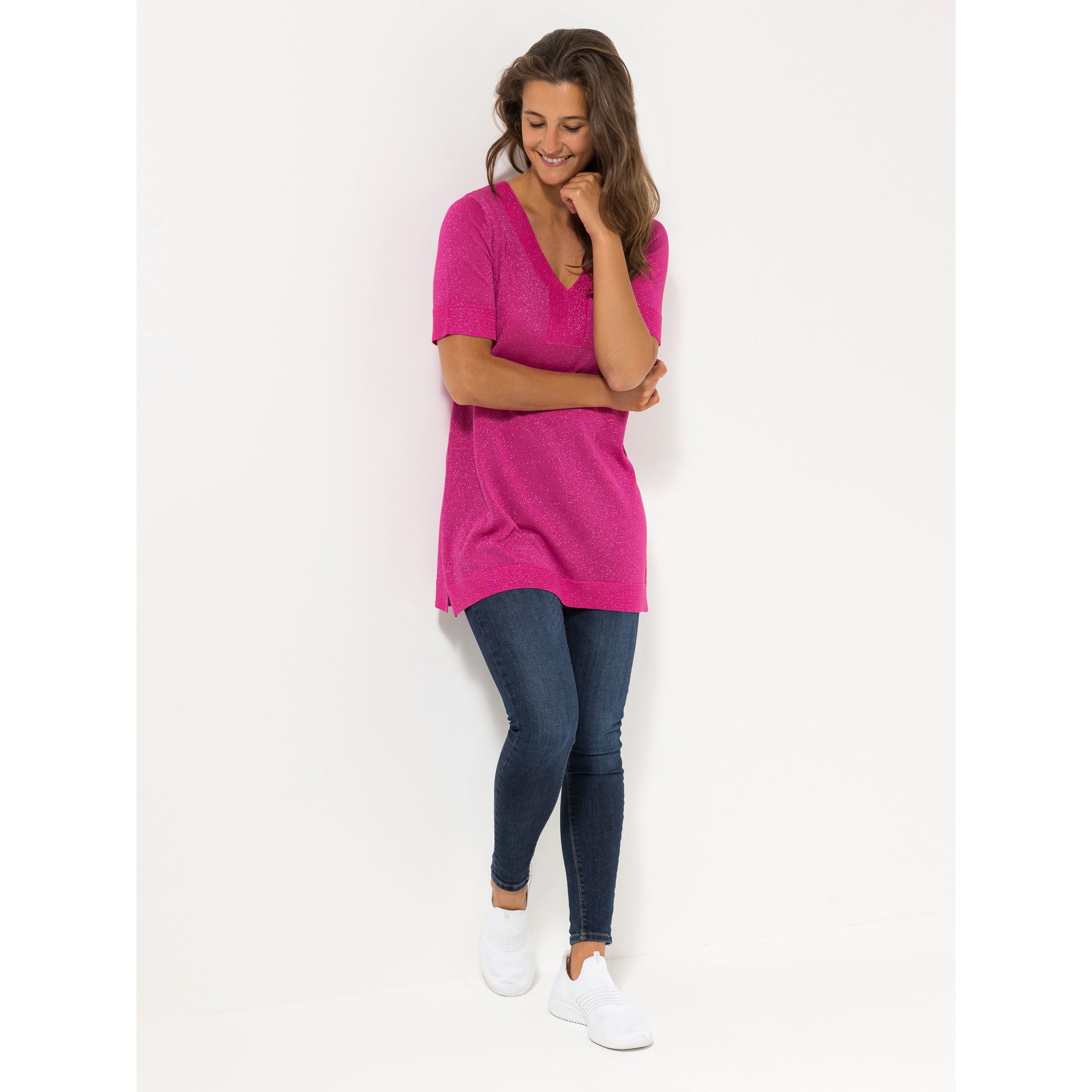 VIA MILANO Longpullover 1/2-Arm ausgestellter Saum figurumspielend