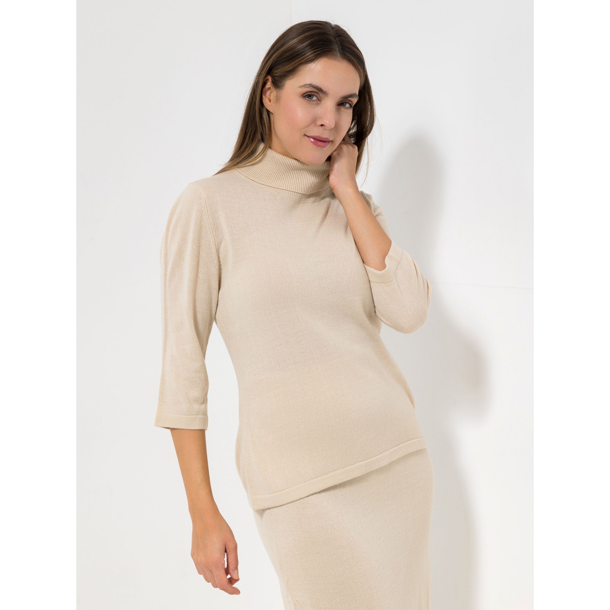 CASHMASOFT Pullover, 3/4-Arm Cashmeregriff Rollkragen figurumspielend