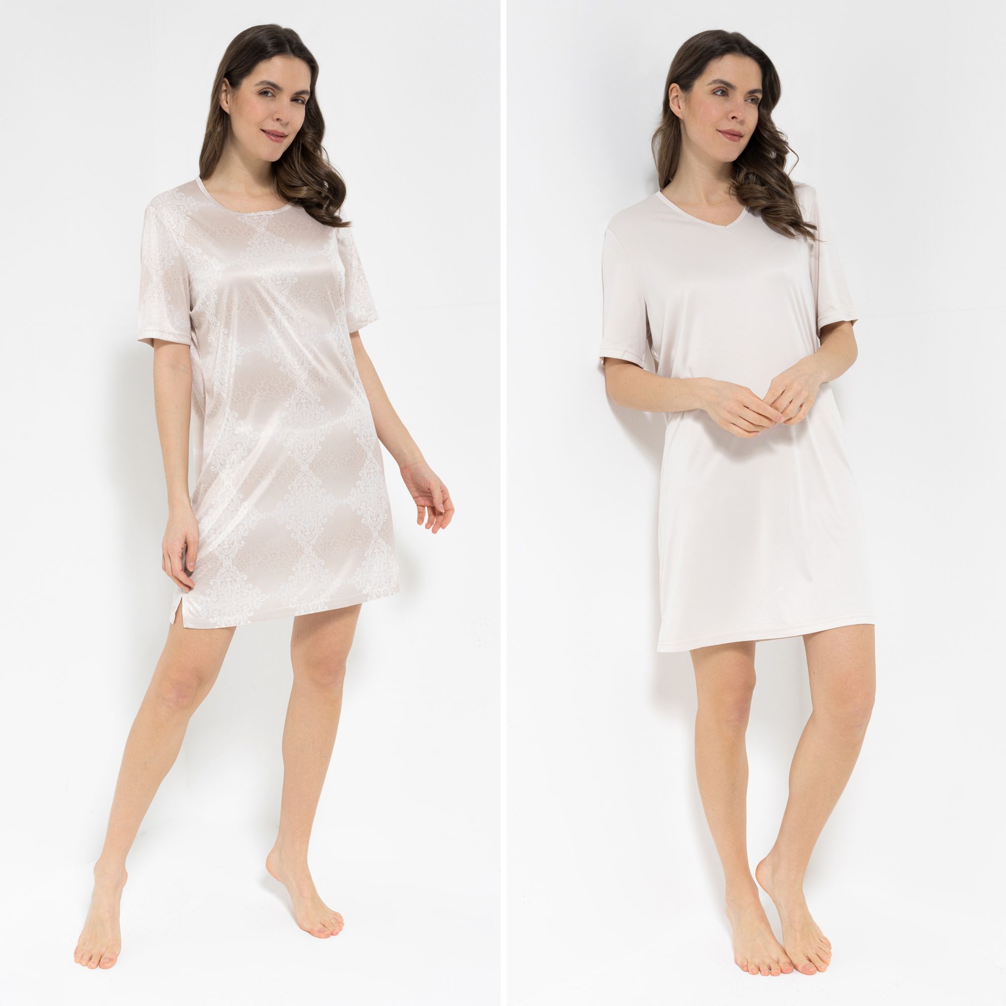 JERYMOOD HOMEWEAR 2 Bigshirts Mikrofaser 1/2-Arm uni & bedruckt