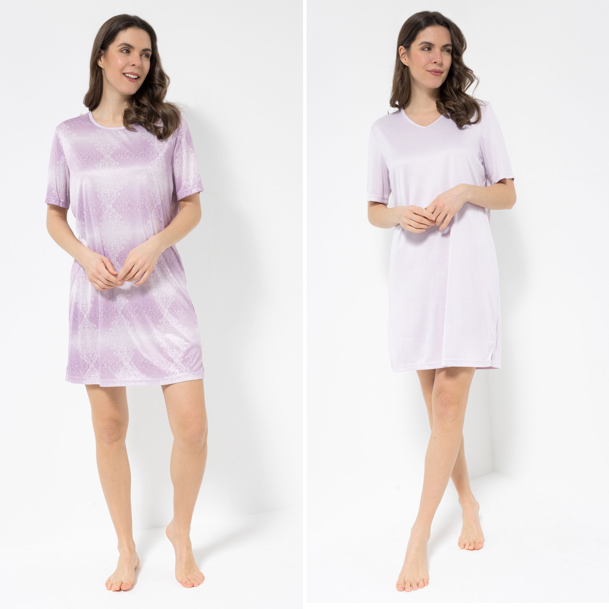 JERYMOOD HOMEWEAR 2 Bigshirts Mikrofaser 1/2-Arm uni & bedruckt