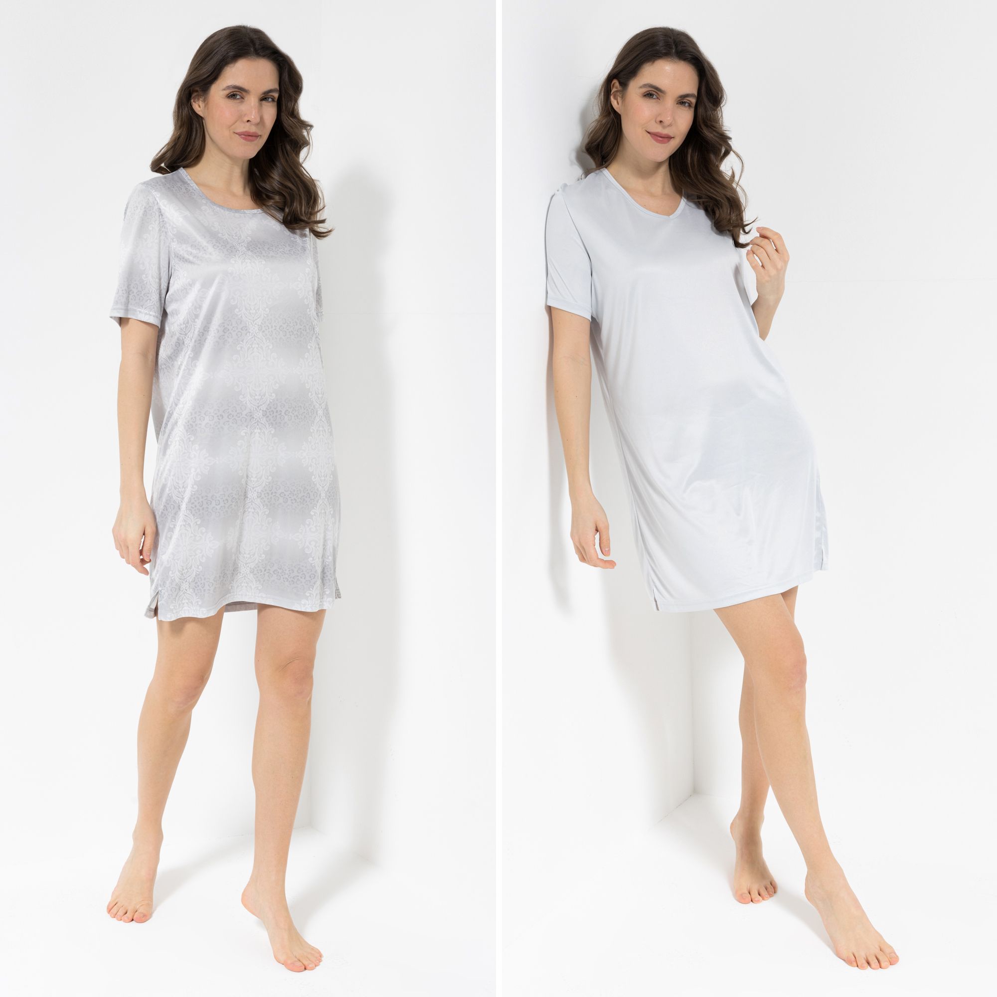 JERYMOOD HOMEWEAR 2 Bigshirts Mikrofaser 1/2-Arm uni & bedruckt