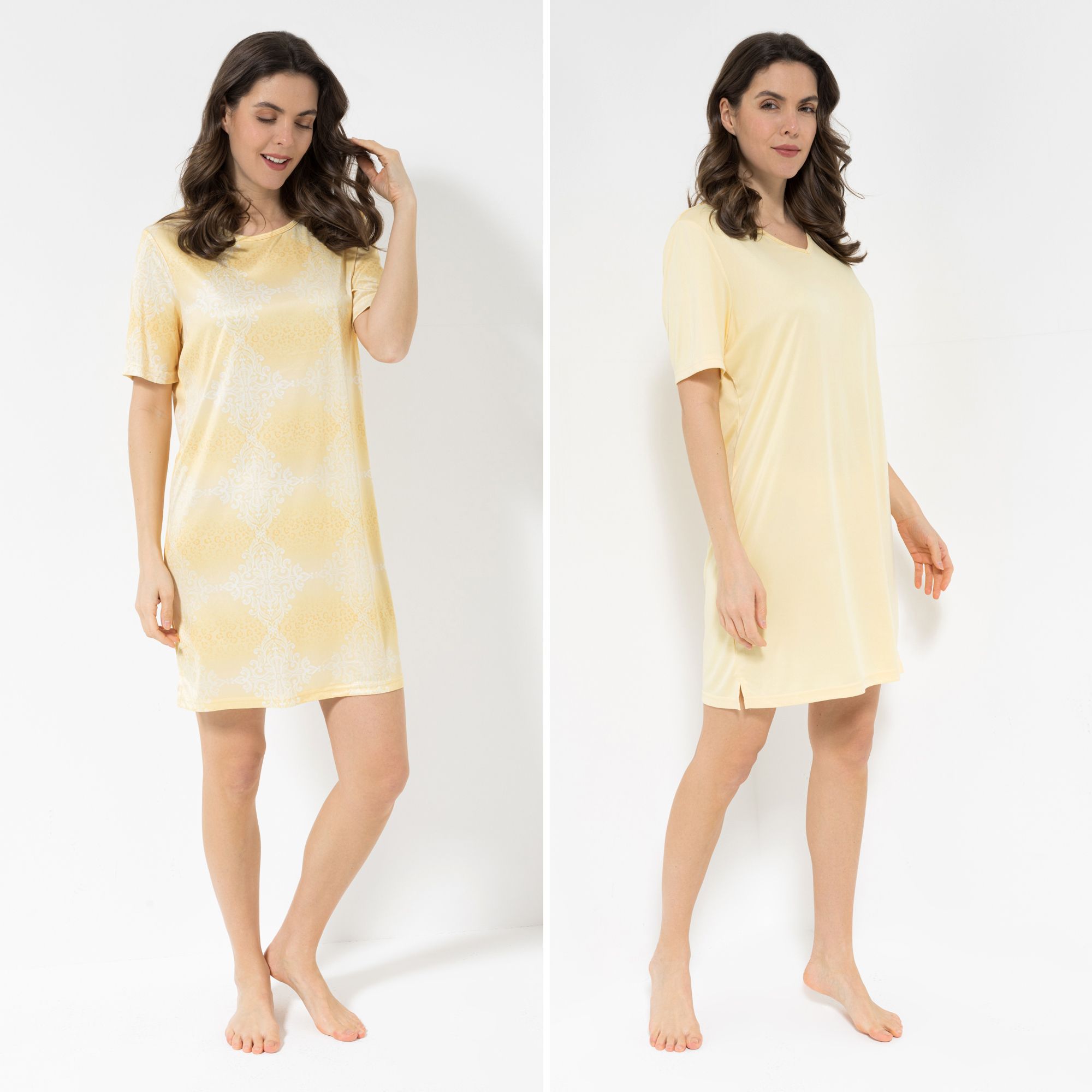 JERYMOOD HOMEWEAR 2 Bigshirts Mikrofaser 1/2-Arm uni & bedruckt