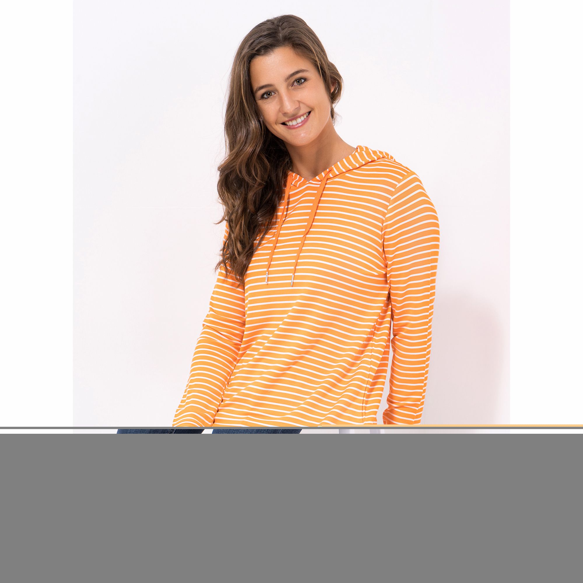 DENIM & CO. Shirt, 1/1-Arm Rundhalsausschnitt Kapuze figurumspielend