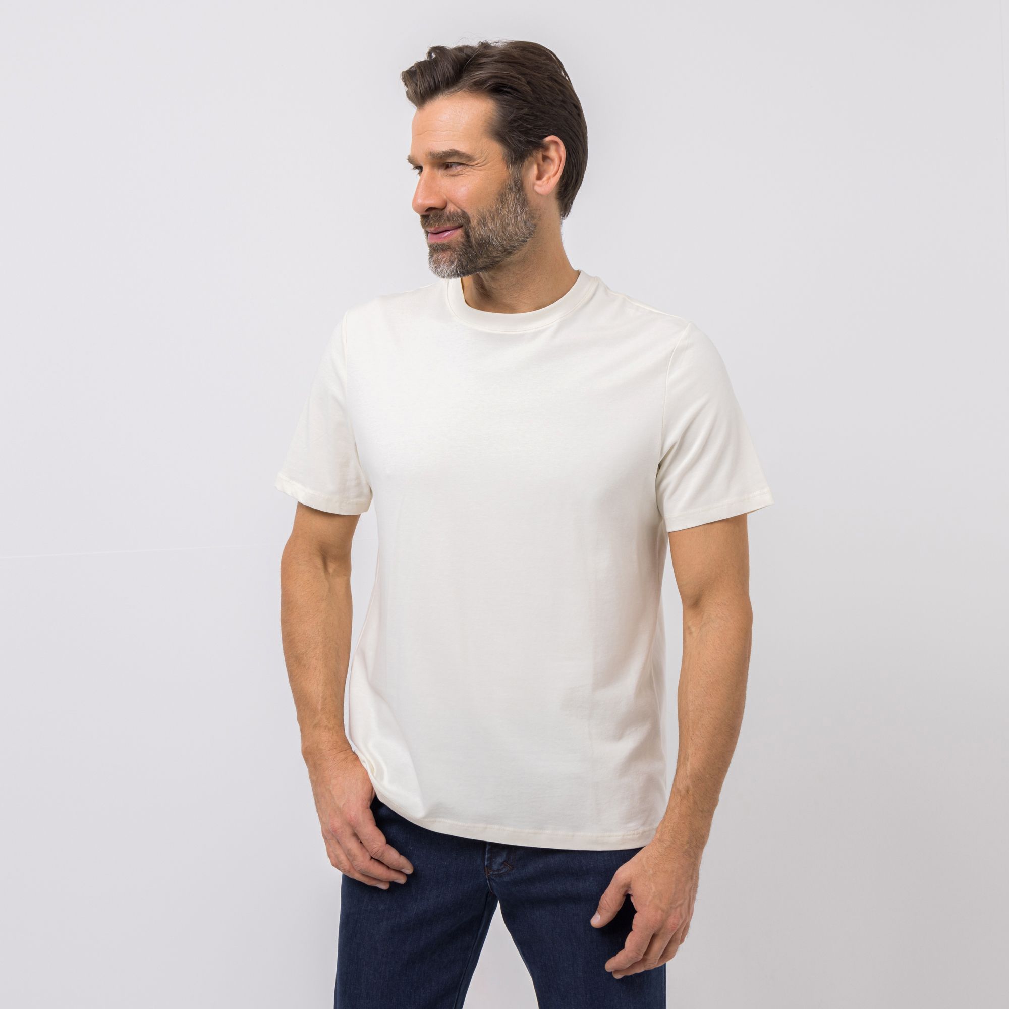 DENIM & CO. Herren-Shirt 1/2-Arm Rundhalsausschnitt uni