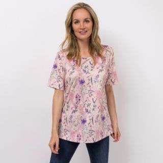 IN-PRINT Shirt, 1/2-Arm Rundhalsausschnitt Seitenschlitze