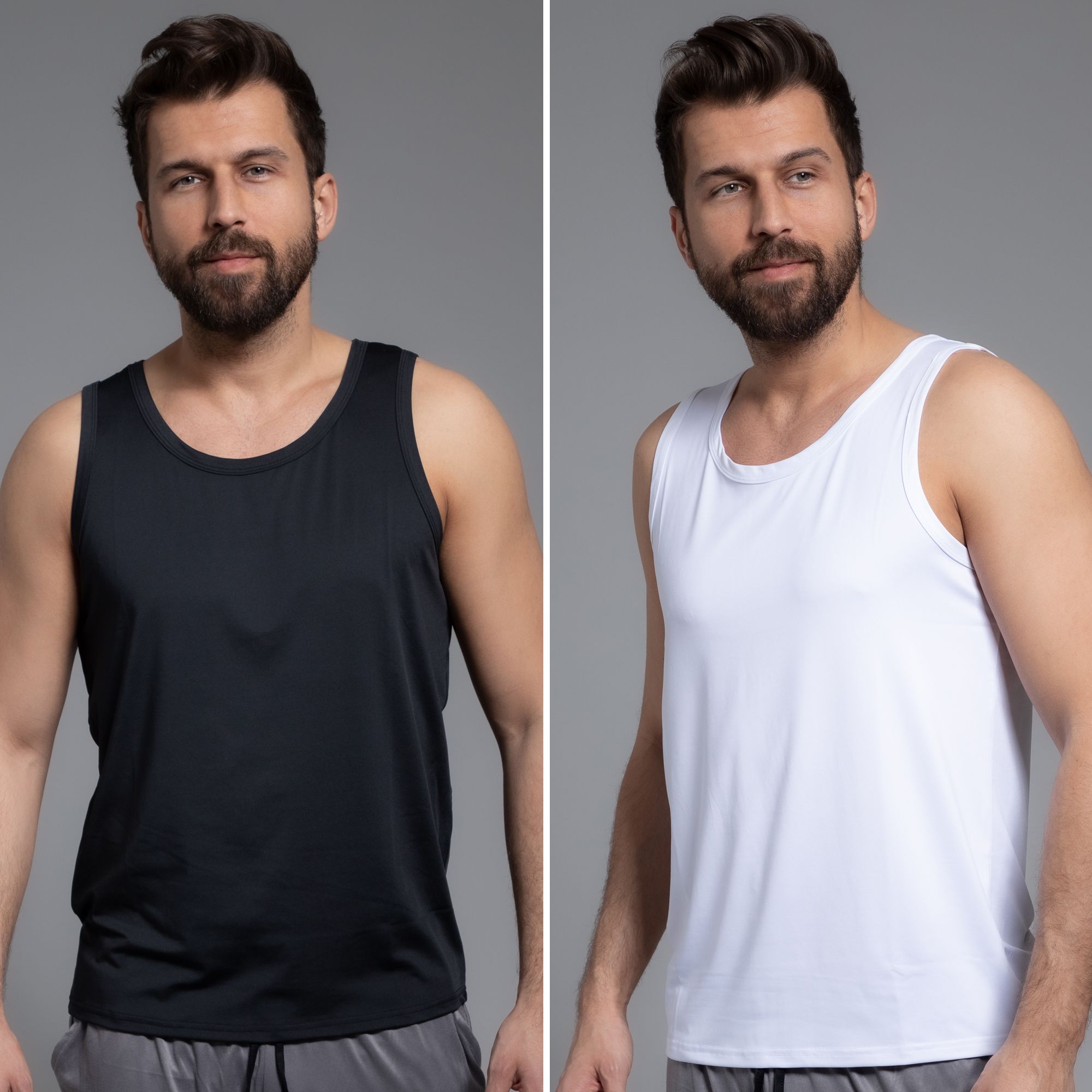 MEN'S TOUCH 2 Achselhemden Mikrofaser Rundhalsausschnitt