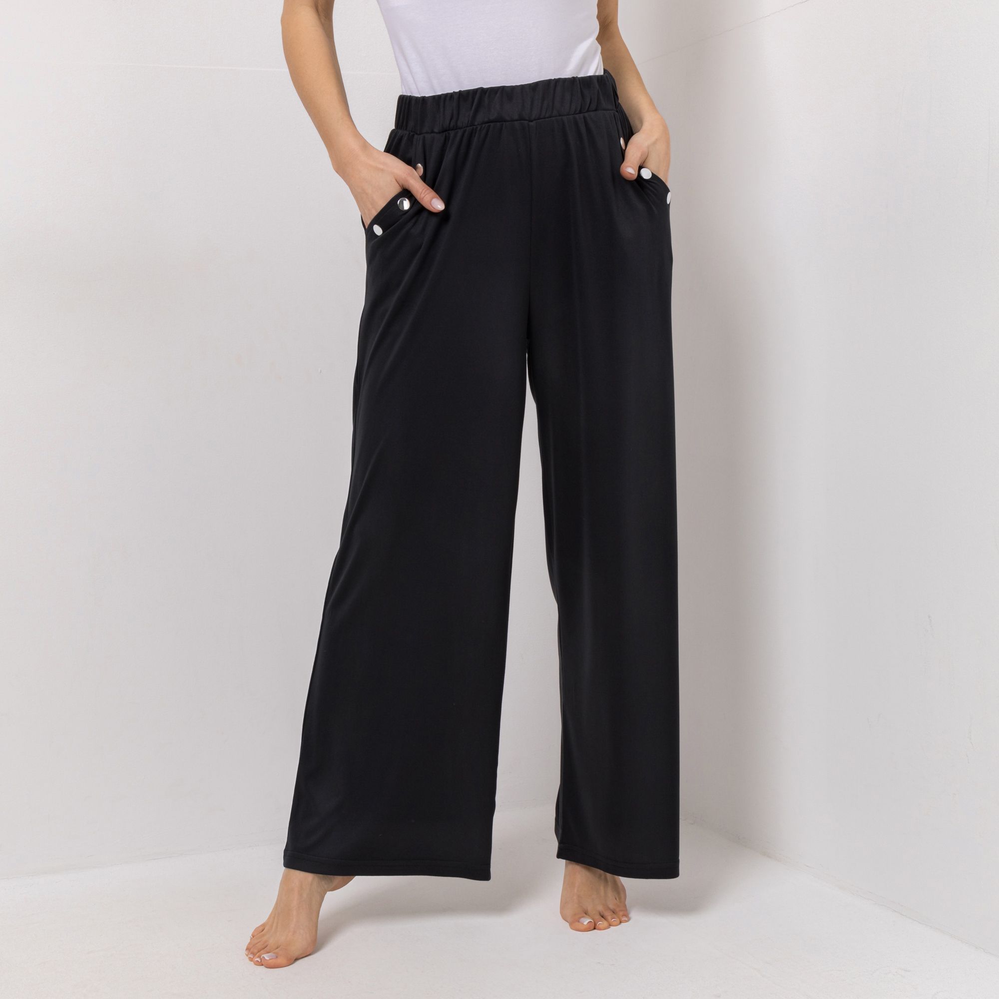 JERYMOOD HOMEWEAR Hose Eingriffstaschen mit Nietendetails Rundumdehnbund