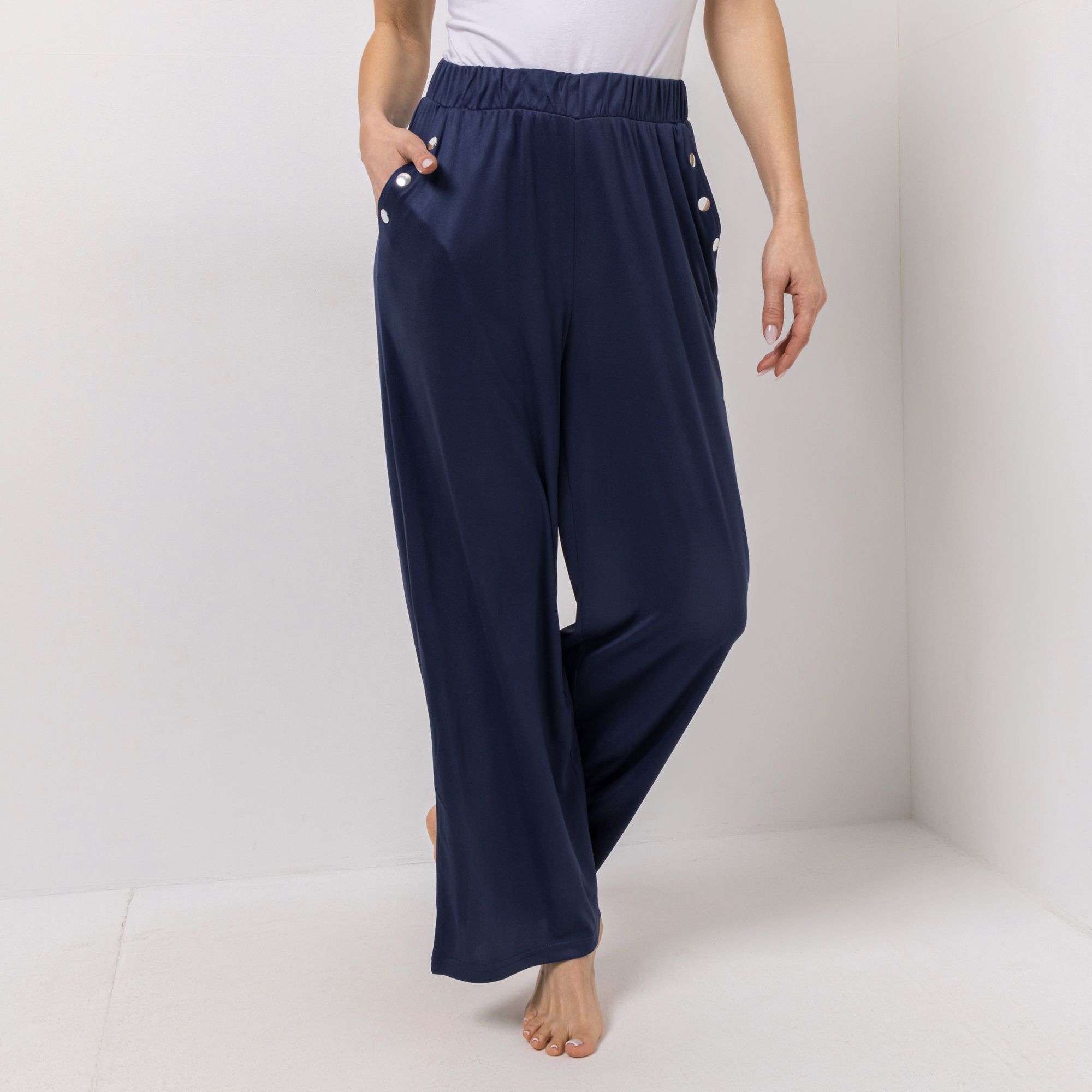 JERYMOOD HOMEWEAR Hose Eingriffstaschen mit Nietendetails Rundumdehnbund