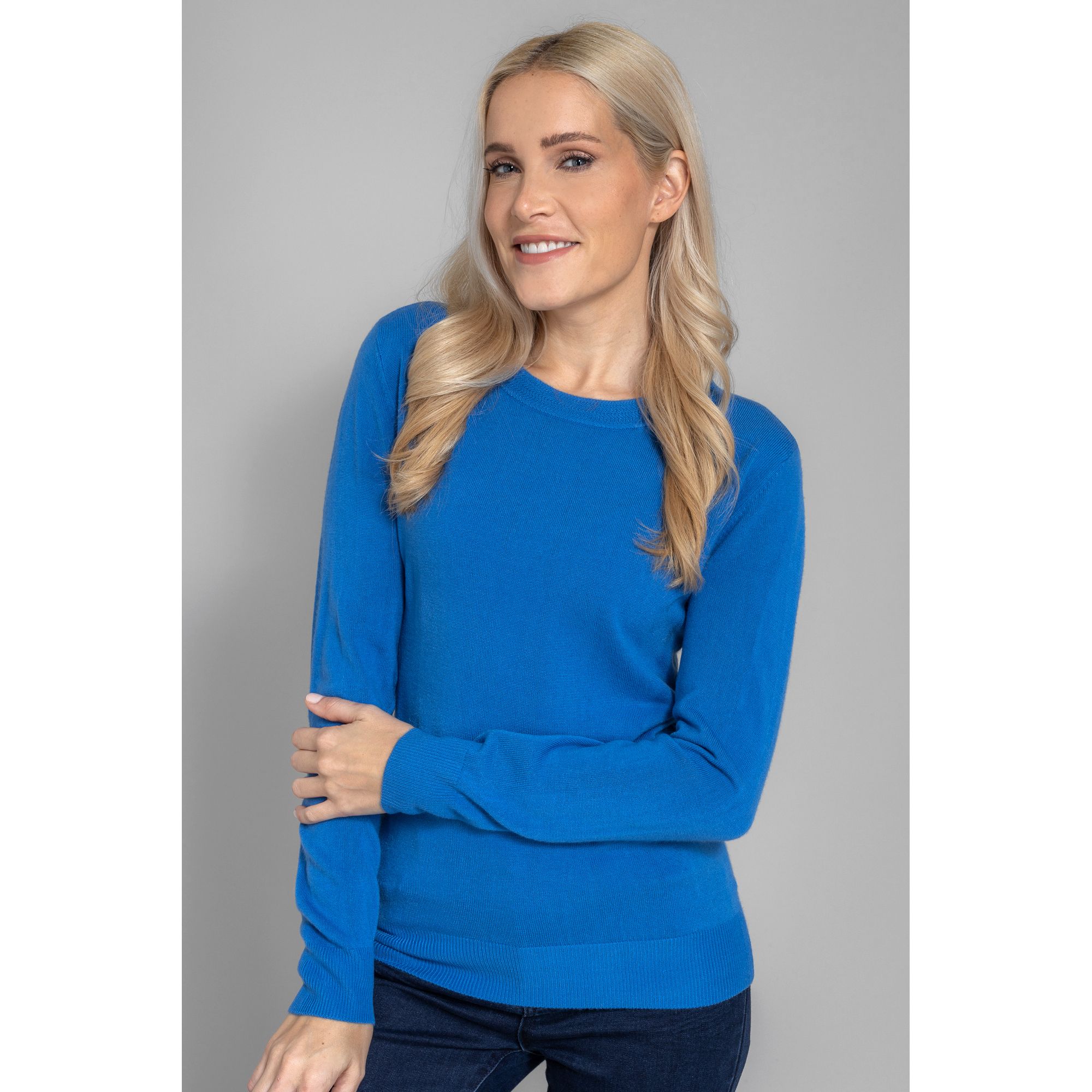 CASHMASOFT Pullover Cashmeregriff Rundhalsausschnitt mit Strukturdetails