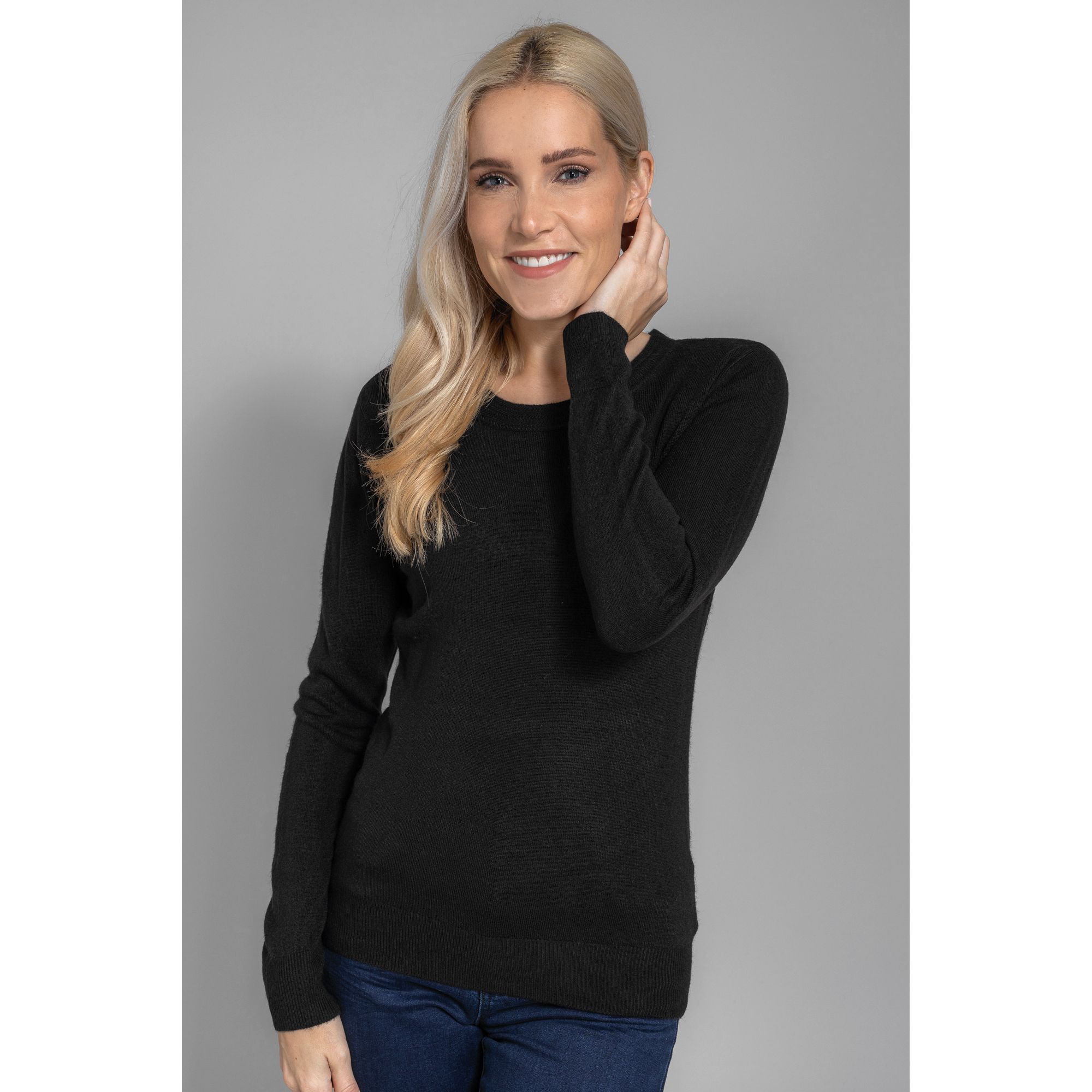 CASHMASOFT Pullover Cashmeregriff Rundhalsausschnitt mit Strukturdetails