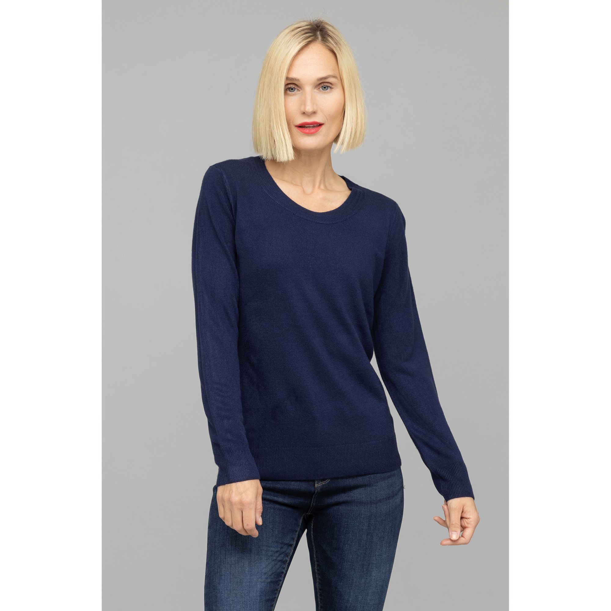 CASHMASOFT Pullover Cashmeregriff Rundhalsausschnitt mit Strukturdetails