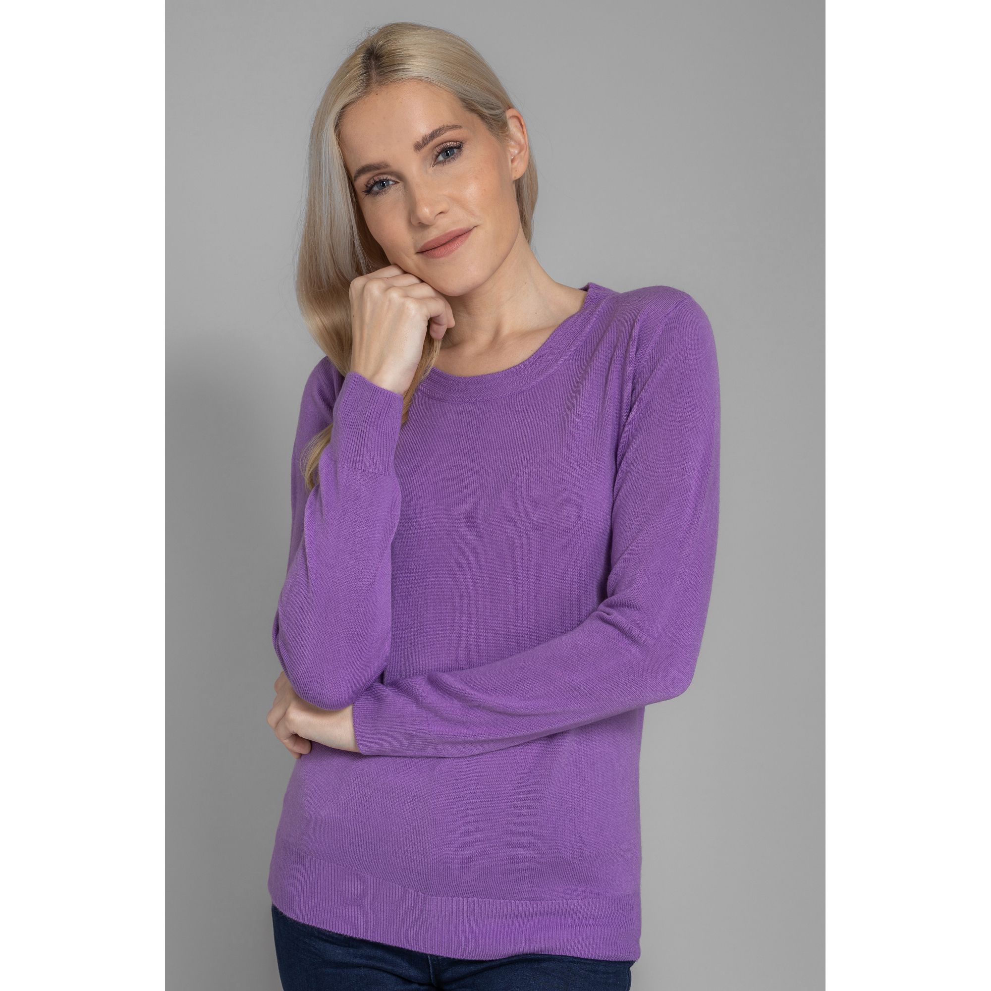 CASHMASOFT Pullover Cashmeregriff Rundhalsausschnitt mit Strukturdetails