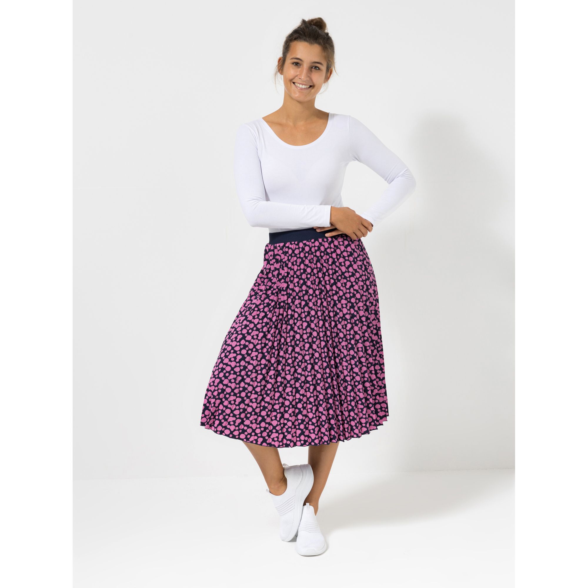 VIA MILANO Midi-Rock Plissee-Falten elastisches Futter wadenumspielend