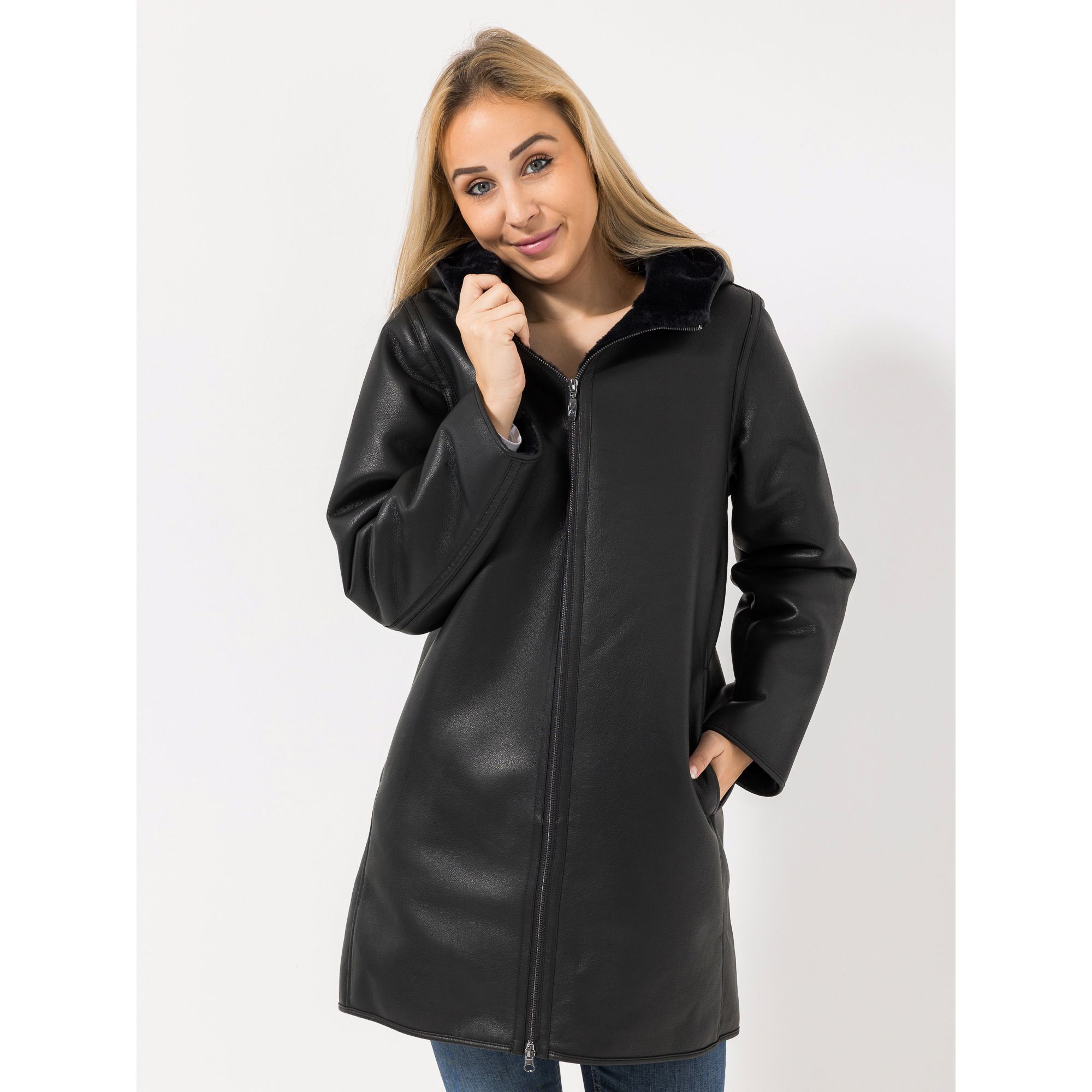 VIA MILANO Kurzmantel, 1/1-Arm Kapuze 2-Wege-Reißverschluss figurumspielend