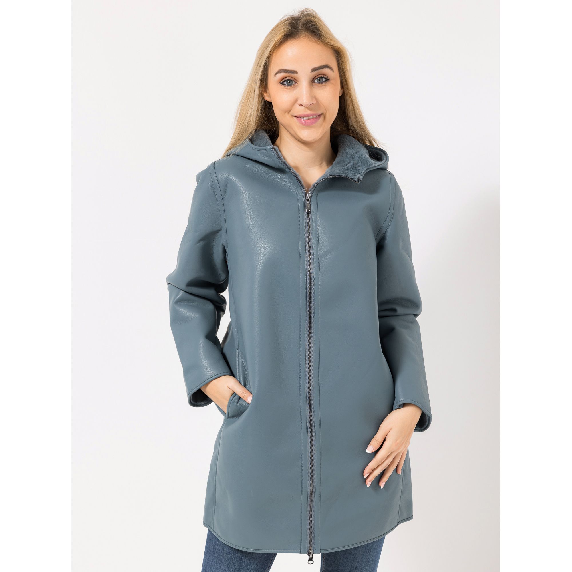 VIA MILANO Kurzmantel, 1/1-Arm Kapuze 2-Wege-Reißverschluss figurumspielend