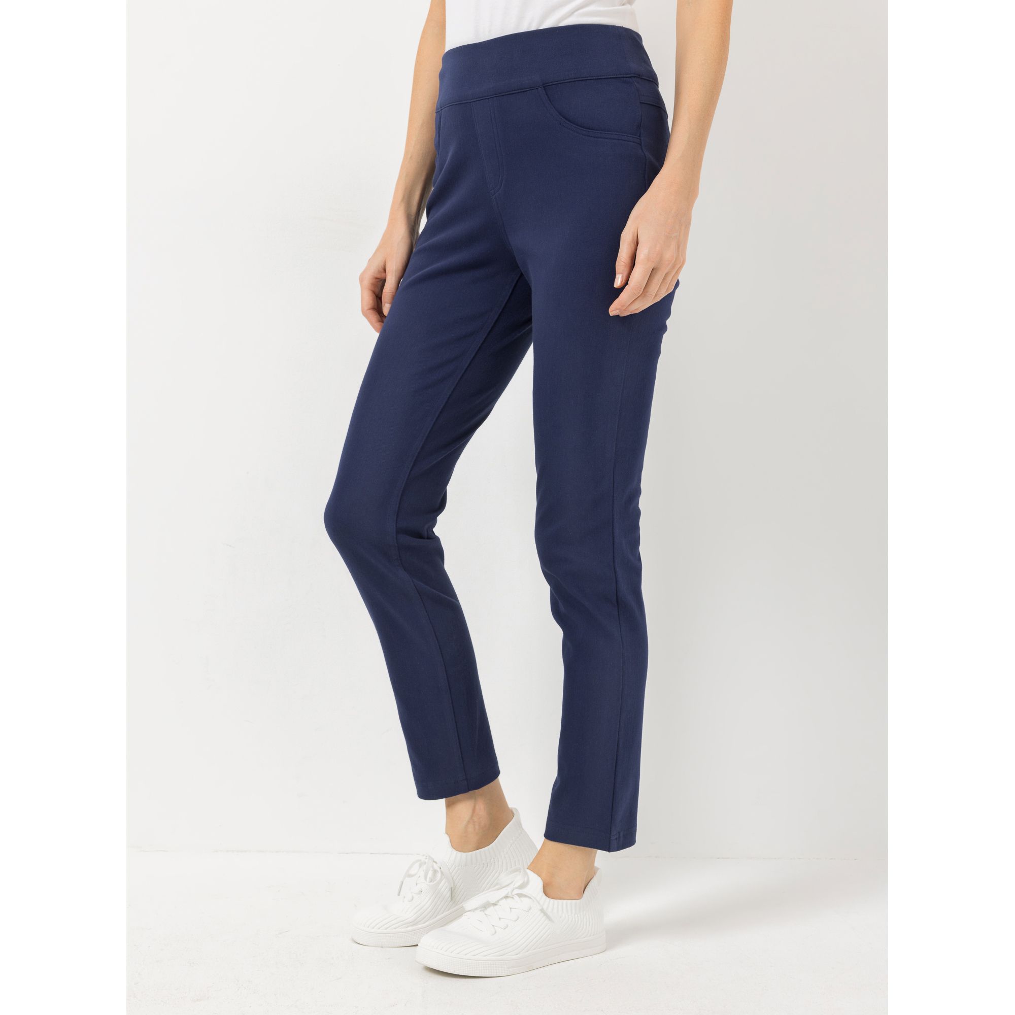 VIA MILANO Hose, 1/1-Länge gemustert schmale Passform Rundumdehnbund