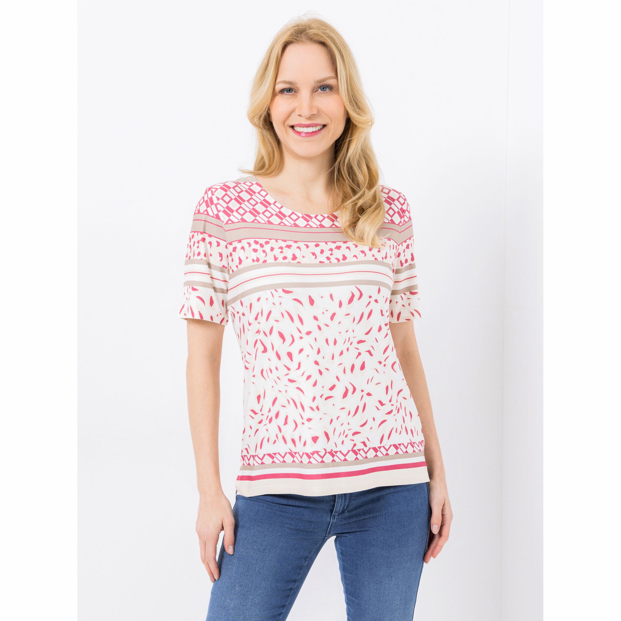 DENIM & CO. Shirt, 1/2-Arm Rundhalsausschnitt Seitenschlitze mit ECOVERO Viskose