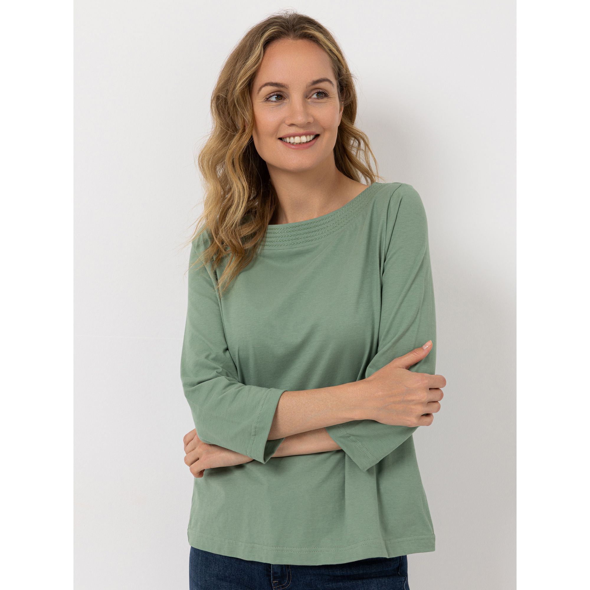 Green Cotton by Peter Hahn Shirt 3/4 Arm Style Maja Rundhalsausschnitt