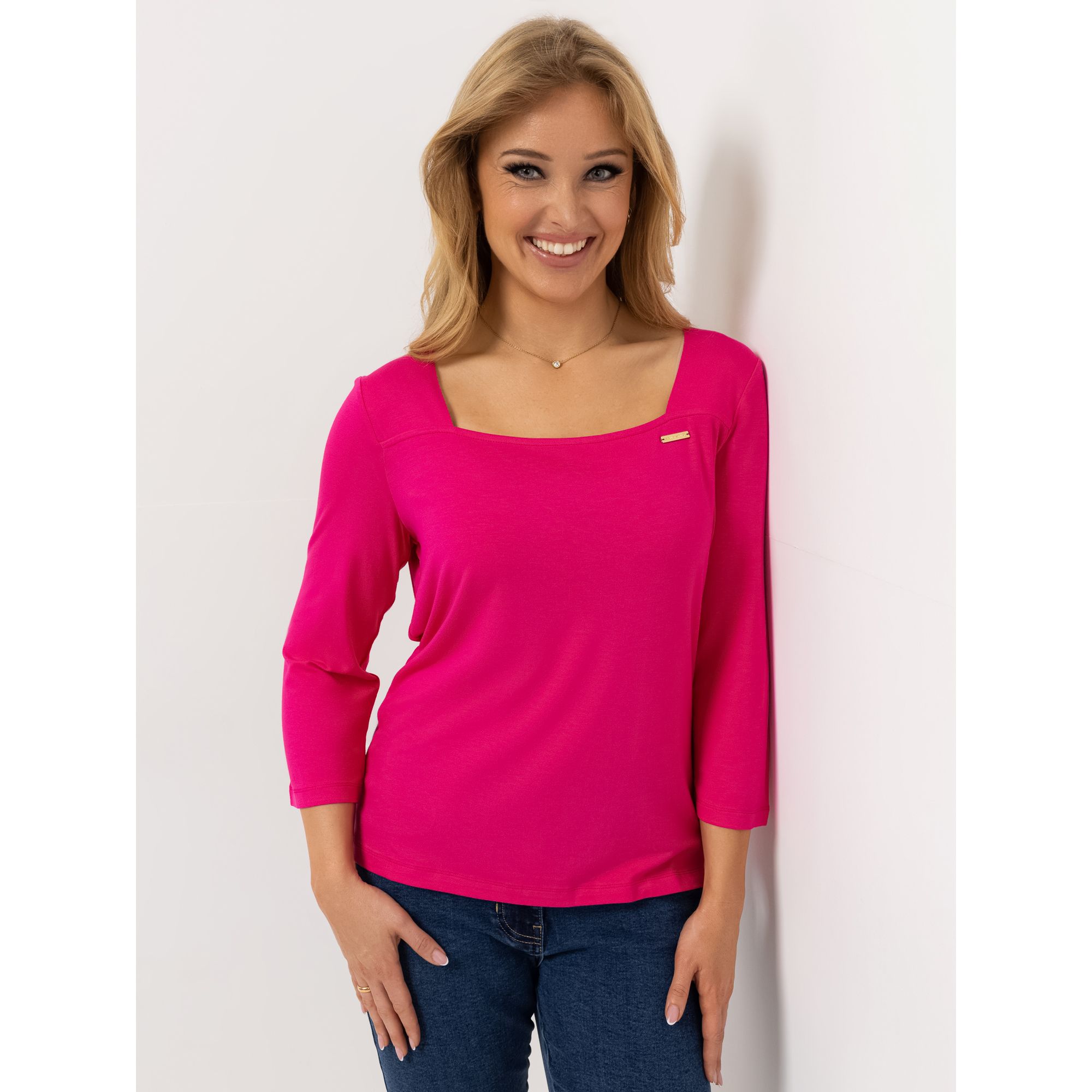 AMINATI® Shirt, 3/4-Arm Karree-Ausschnitt figurumspielend elastische Ware