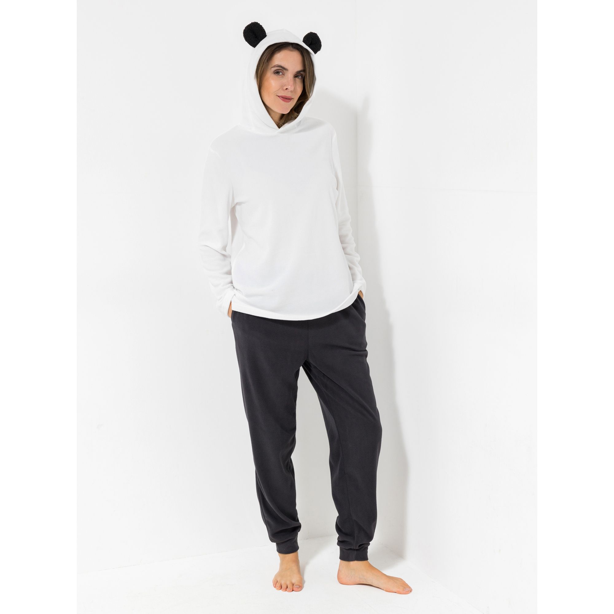POLARSTERN HOMEWEAR Kapuzenpullover Flanell Fleece 1/1-Arm Teddy-Ohren