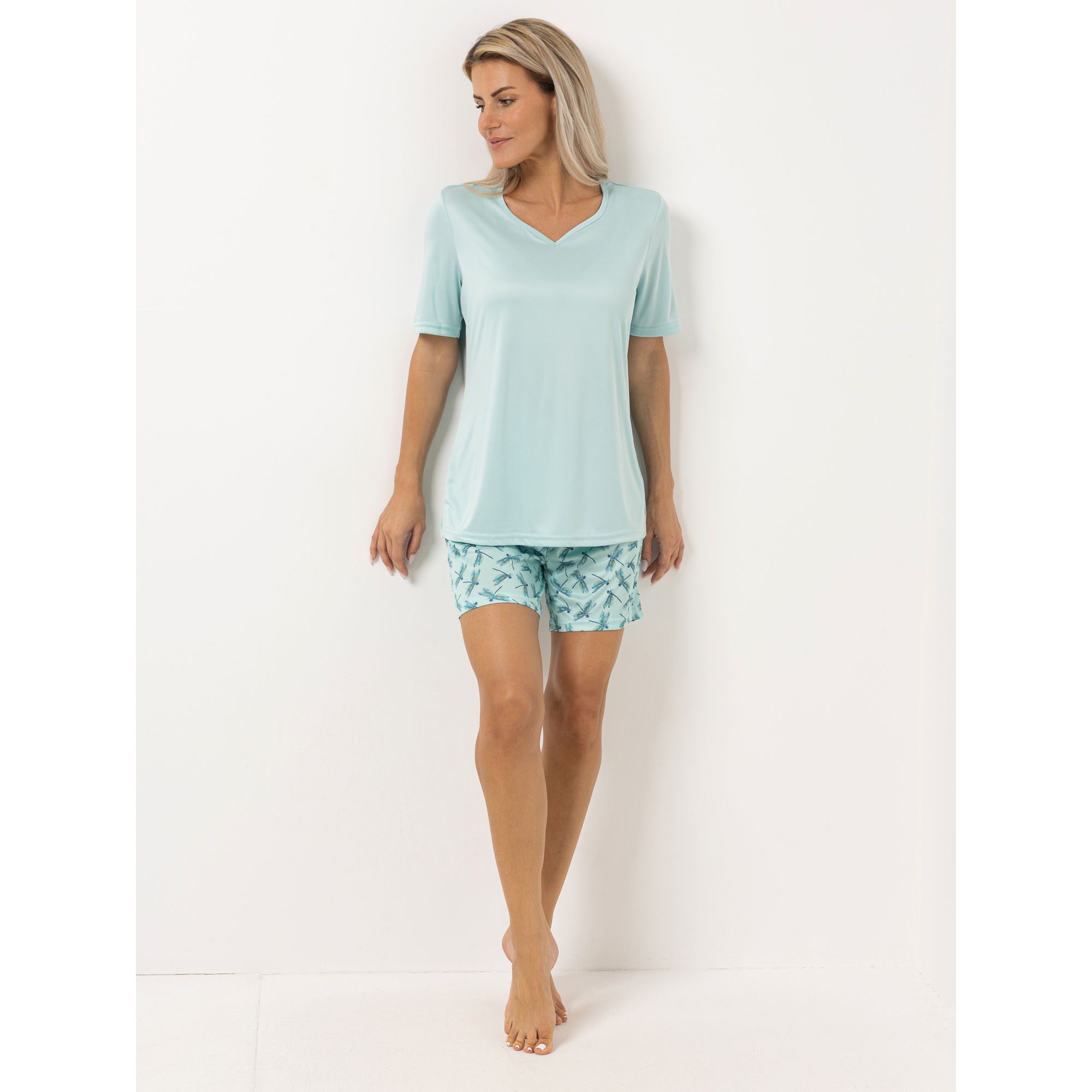 LITTLE ROSE Pyjama-Set Mikrofaser Shirt, 1/2-Arm Shorty, Dehnbund