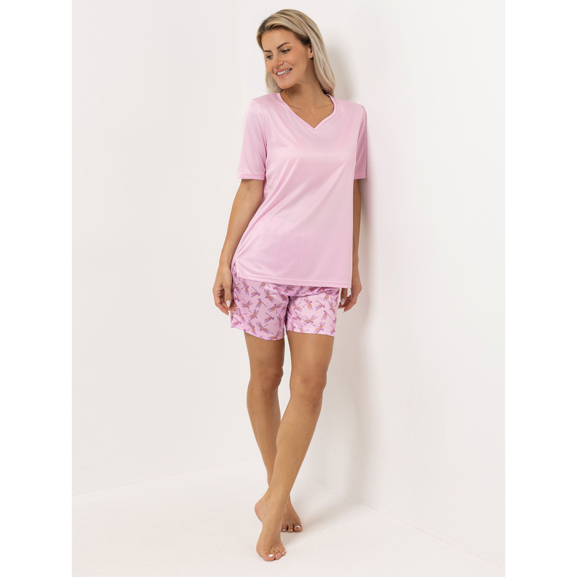 LITTLE ROSE Pyjama-Set Mikrofaser Shirt, 1/2-Arm Shorty, Dehnbund