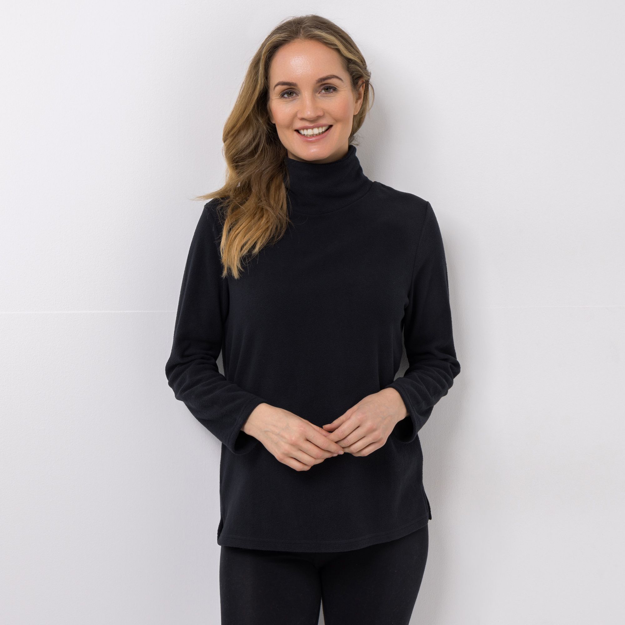 POLARSTERN Shirt, 1/1 Arm Mikrofaser Fleece Stehkragen Seitenschlitze