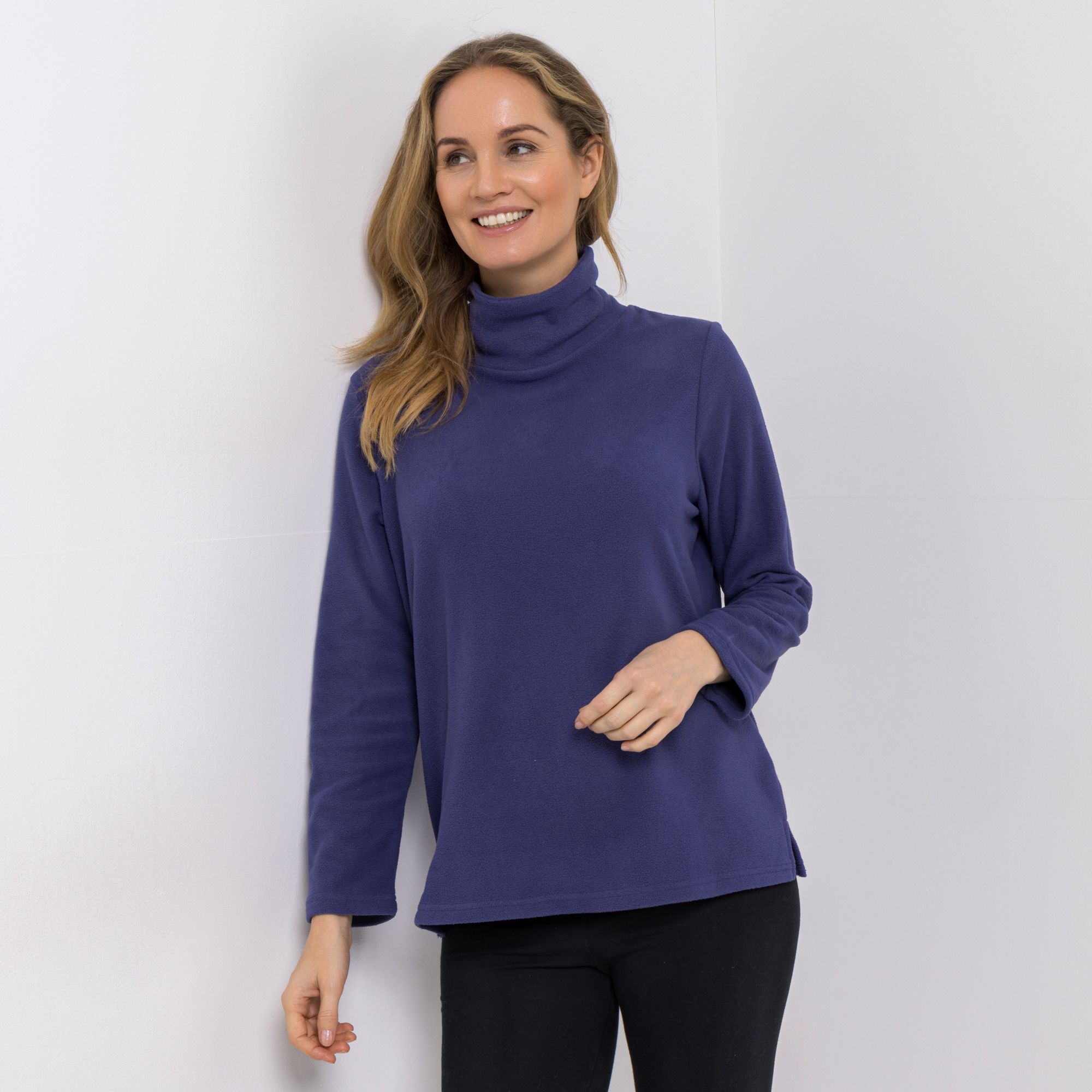 POLARSTERN Shirt, 1/1 Arm Mikrofaser Fleece Stehkragen Seitenschlitze