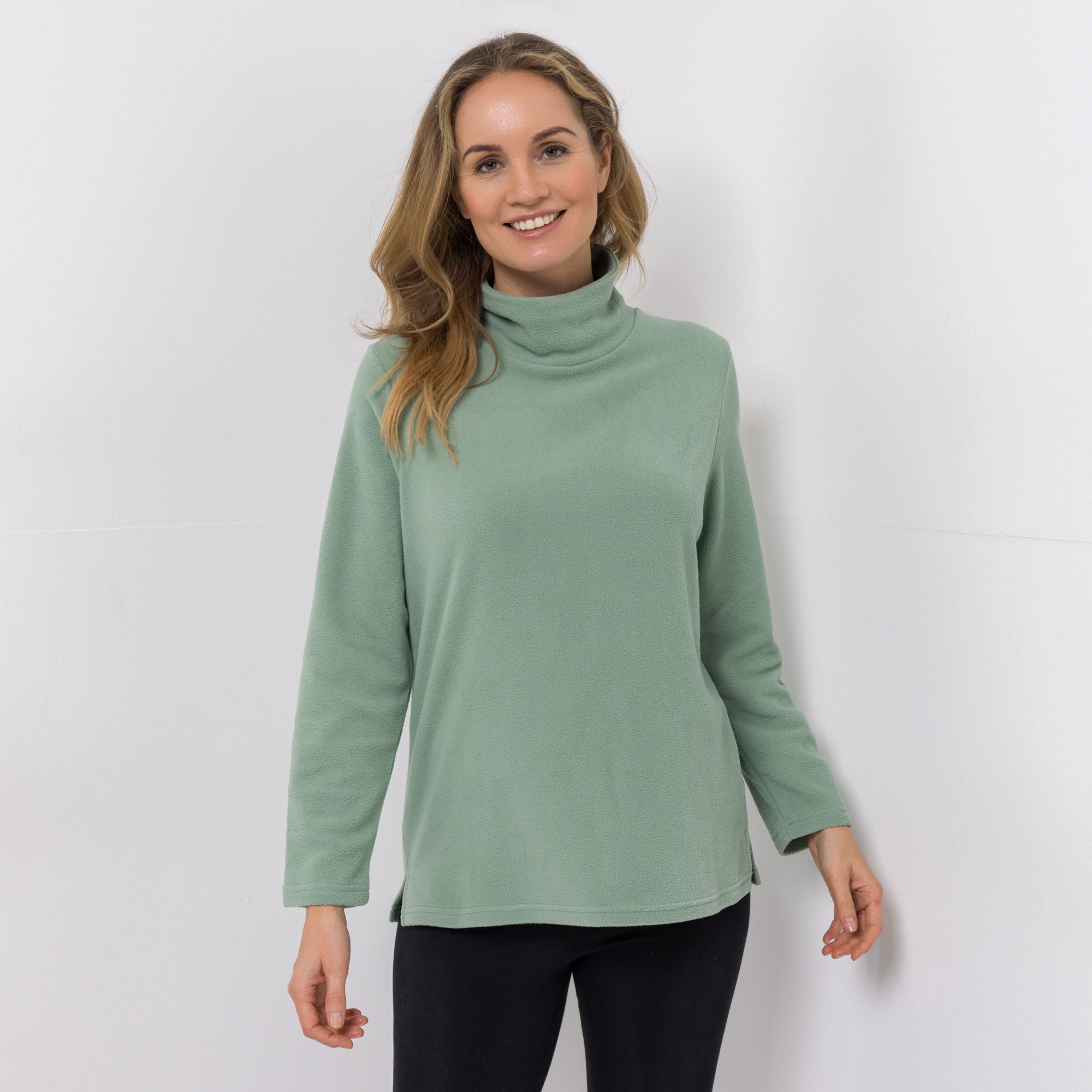 POLARSTERN Shirt, 1/1 Arm Mikrofaser Fleece Stehkragen Seitenschlitze