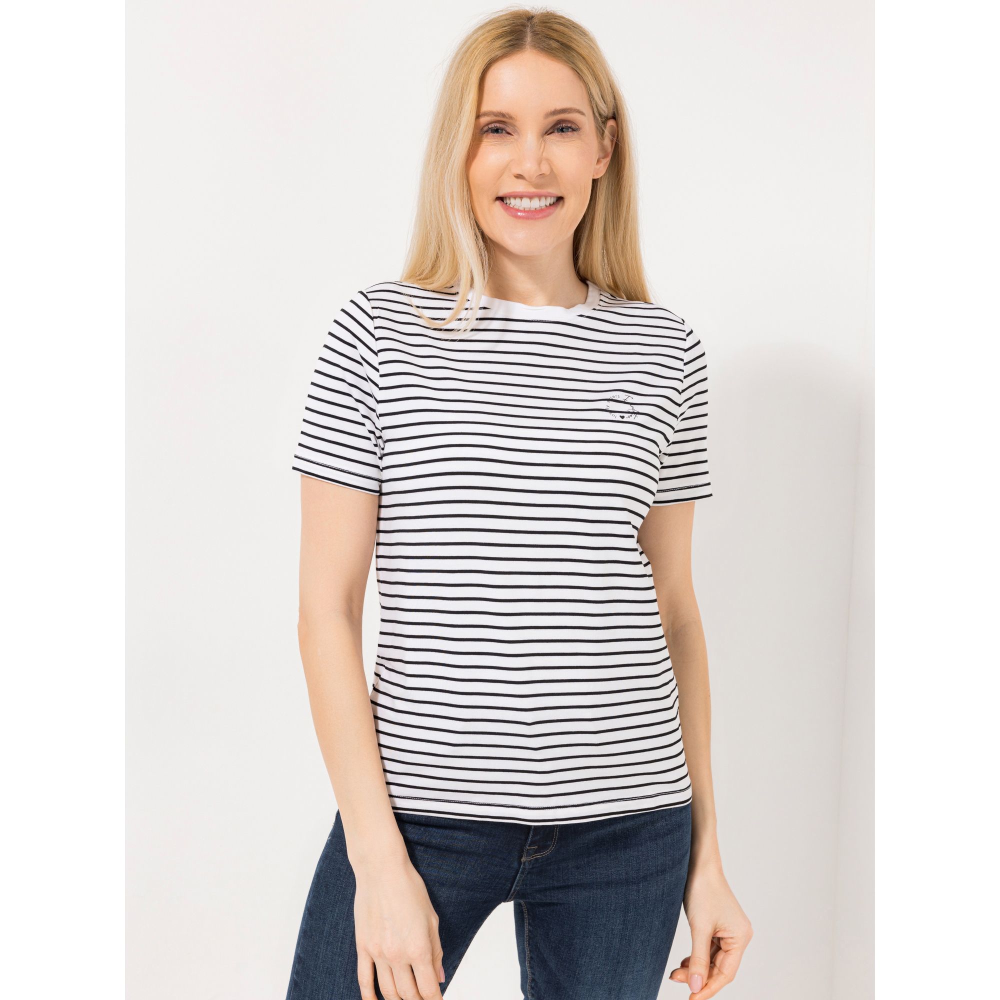 LOVELY SISTERS® Shirt, 1/2-Arm Rundhalsausschnitt gestreift kleiner Print