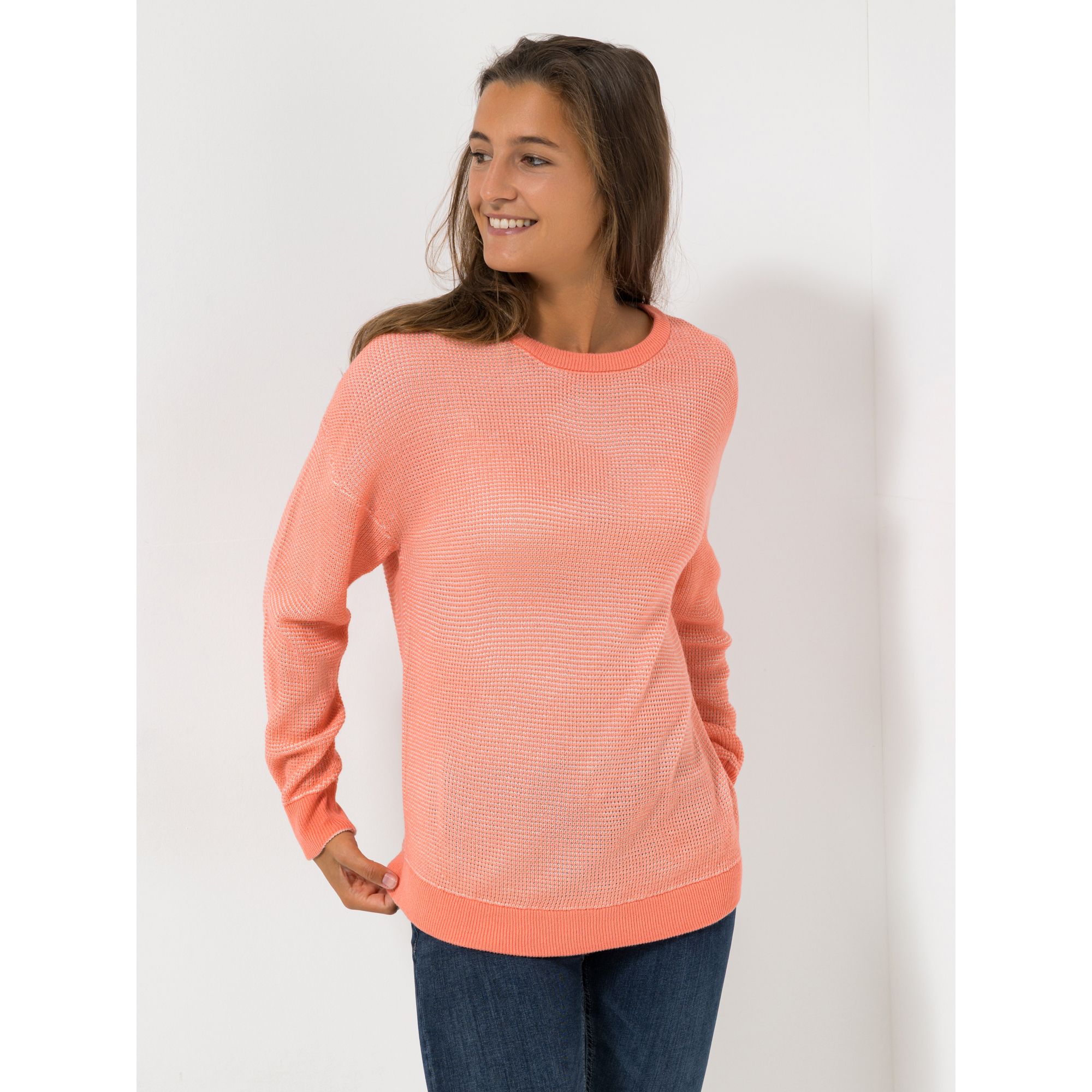 CASHMASOFT Pullover Bicolor Strick Rundhalsausschnitt Oversize - leger weit