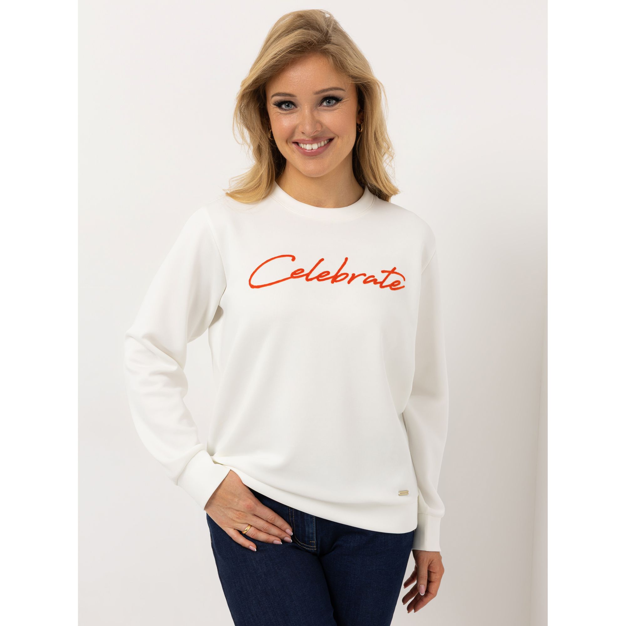 AMINATI® Sweatshirt, 1/1-Arm Rundhalsausschnitt Flockdruck hüftumspielend