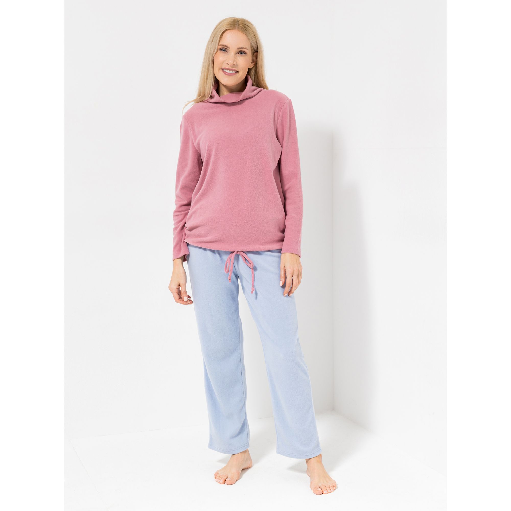 POLARSTERN HOMEWEAR Shirt, 1/1-Arm Flanell Fleece Stehkragen Tunnelzug