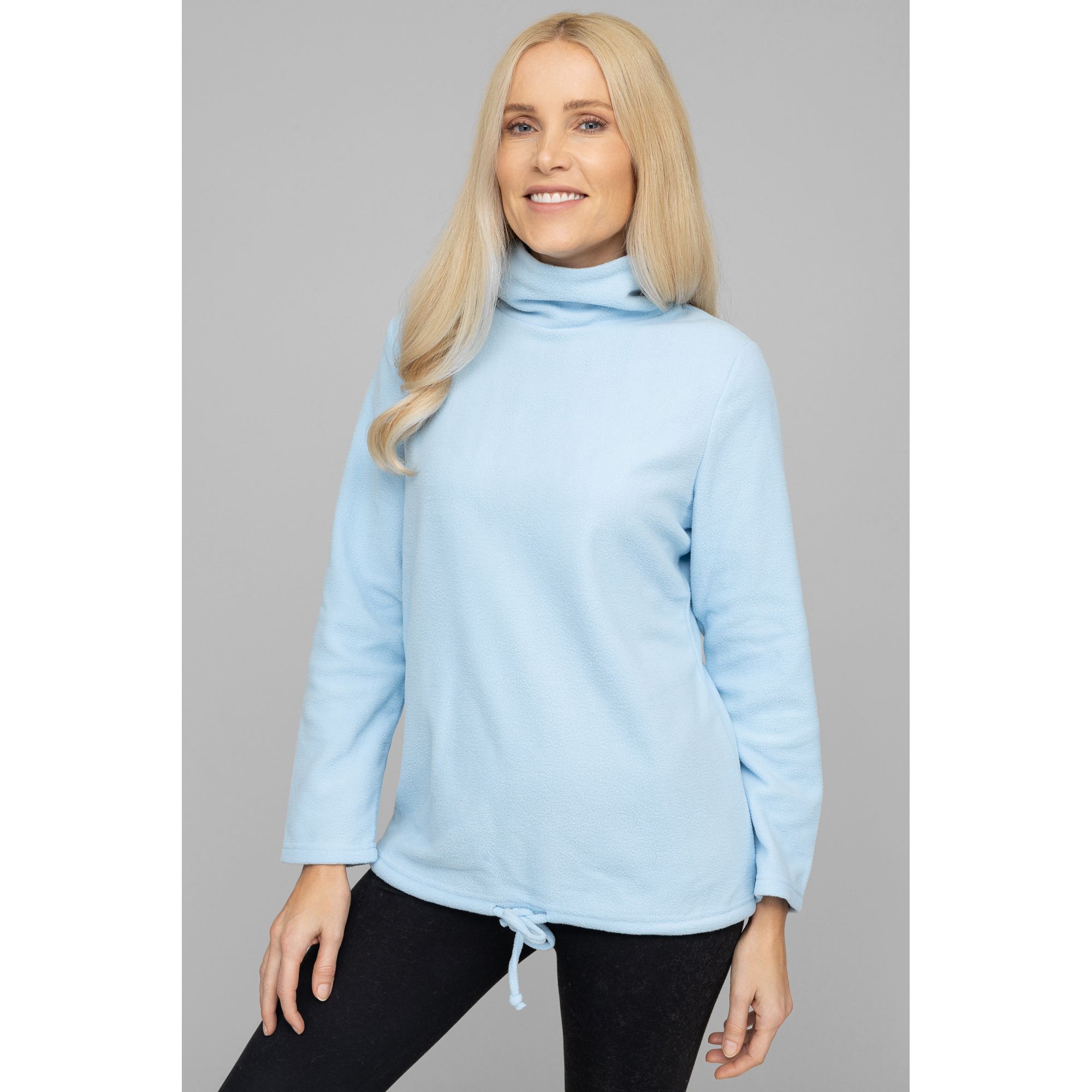 POLARSTERN HOMEWEAR Shirt, 1/1-Arm Flanell Fleece Stehkragen Tunnelzug