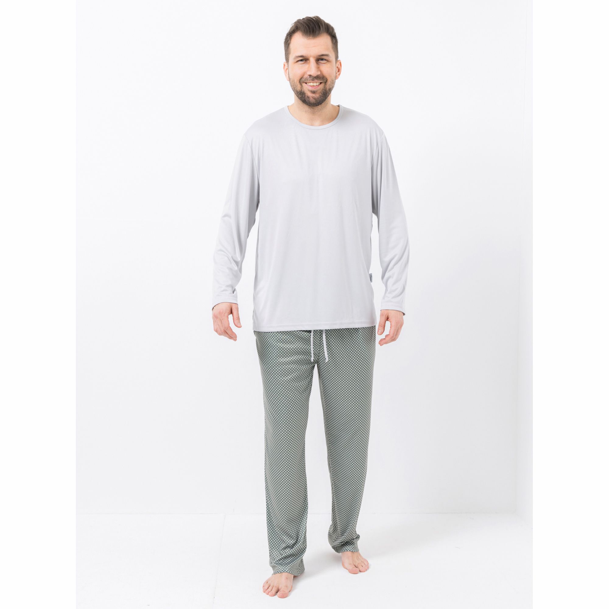 MEN'S TOUCH Pyjama-Set Mikrofaser Shirt, 1/1-Arm Hose, 1/1-Länge