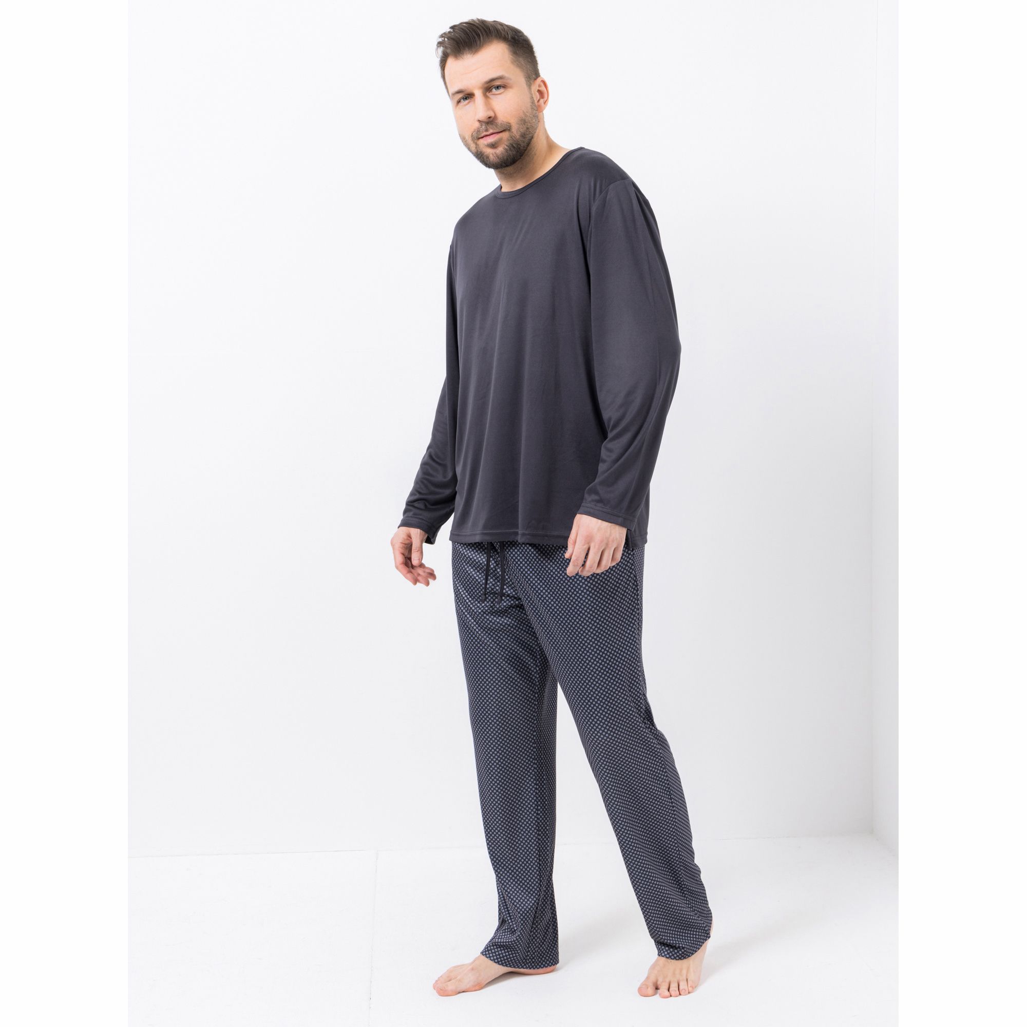 MEN'S TOUCH Pyjama-Set Mikrofaser Shirt, 1/1-Arm Hose, 1/1-Länge